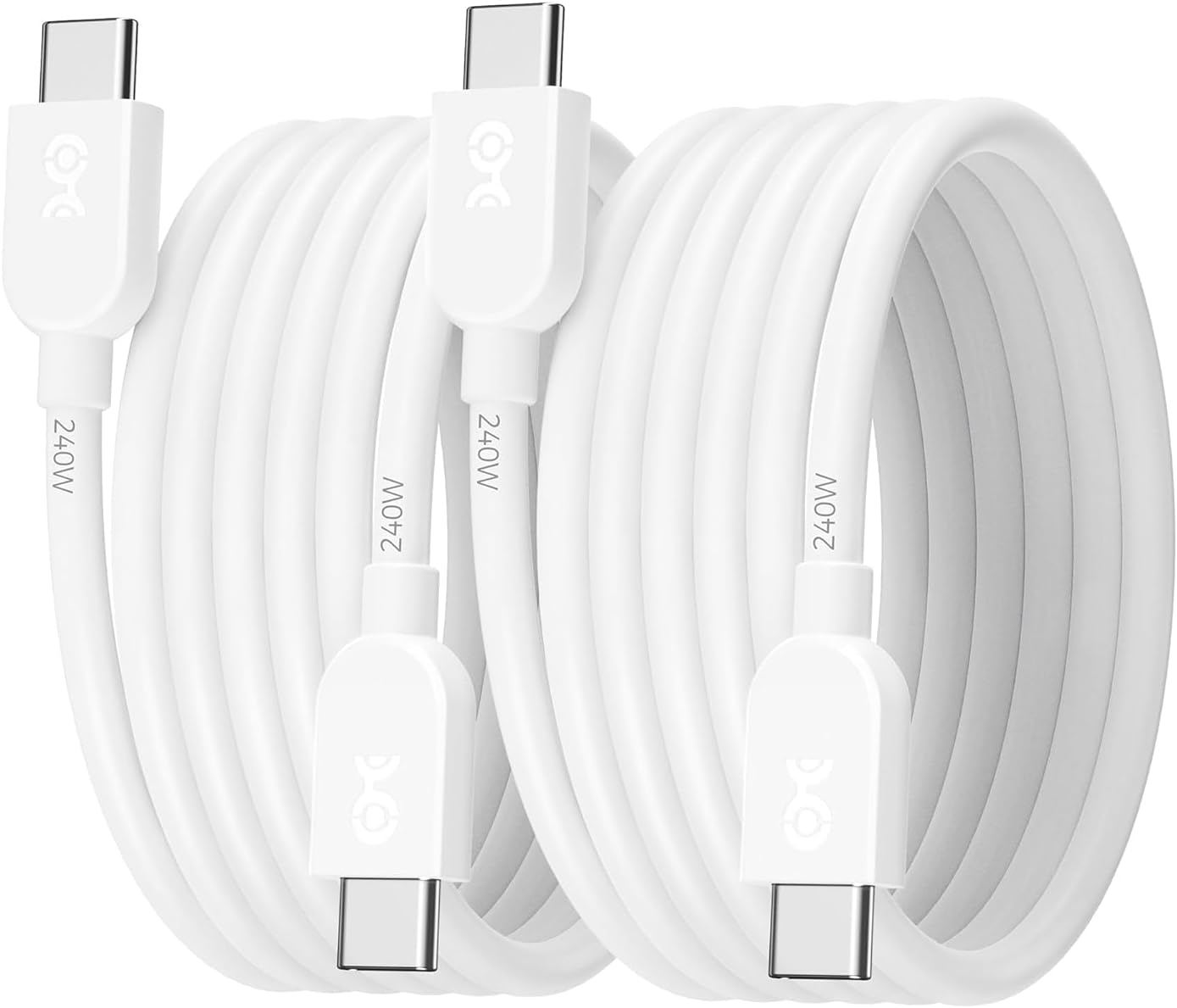 Cable Matters 2-Pack Extreme Soft 240W USB C Cable - 1.8M, Short USB C Charger Cable for [240W Charging, 480Mbps Data, No Video], Works with Macbook, Ipad Pro, Dell XPS, Surface Pro, White image number 6