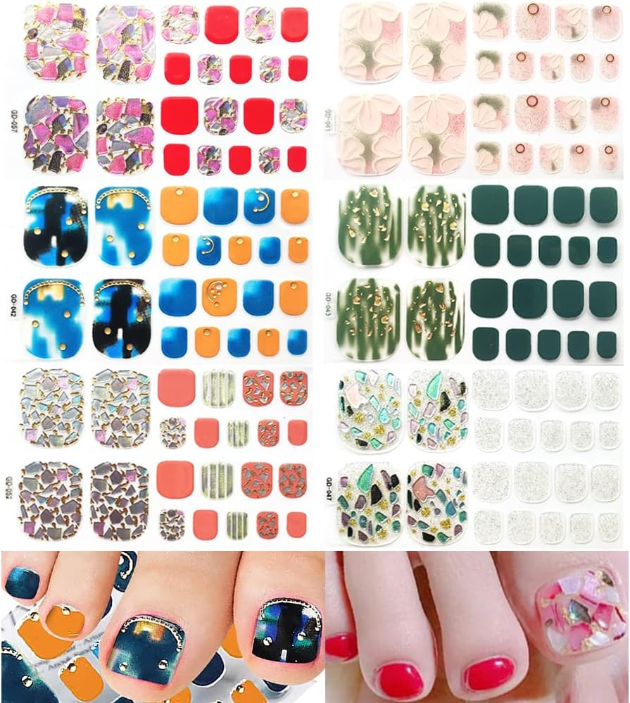 Missjelly Nail Foil, Self-Adhesive Toenail Sticker, Glitter, Aluminum, Glitter Style, Multicolor, Skin, Outdoor, 6 Sheets image number 2