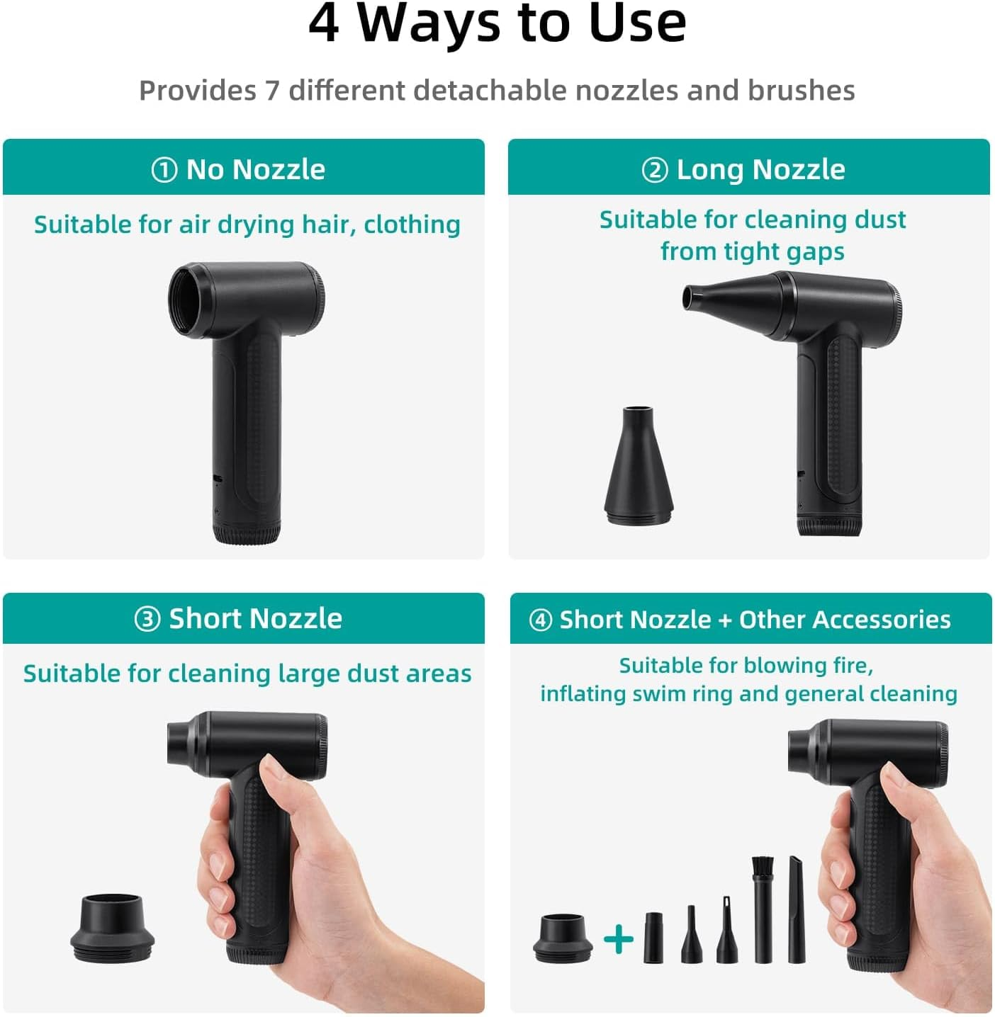 Mcbazel Portable Compressed Air Duster Blower,Mini Electric 100000 RPM Air Duster Blower,With IP65 Water-Proof Construction Ldeal for Tech Cleaning, Computer Keyboard, Inflation & More image number 1