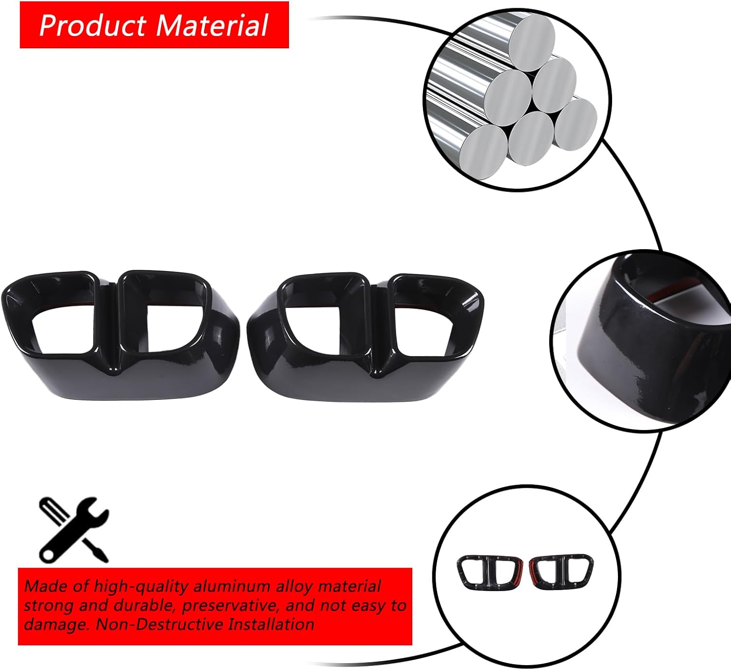 Aluminum Alloy Exterior Accessories Exhaust Muffler Tail Pipe Trim Cover for BMW X5 F15 X6 F16 2014-2019(Suitable for M Sports Version) (Bright Black)