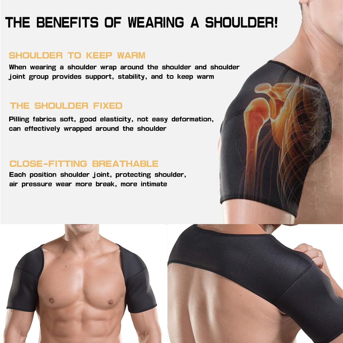 Double Shoulder Support Brace, Shoulder Wrap Protector Shoulder Strap Brace-Breathable Sports Protective Gear for Outdoor Hiking Lifting Sports,Relieve Chronic Tendinitis Pain (L) image number 2