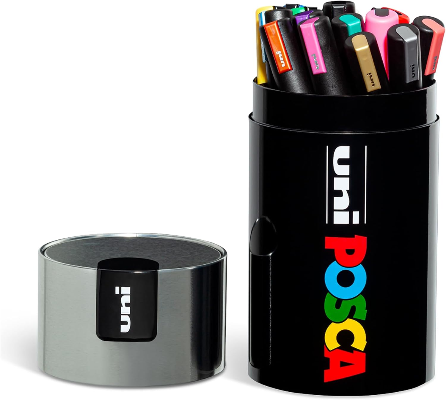 POSCA UNI GIFT BOX, 18 Markers, Medium round Tip, 2.5Mm, Aluminium Box, Gold Lid image number 4