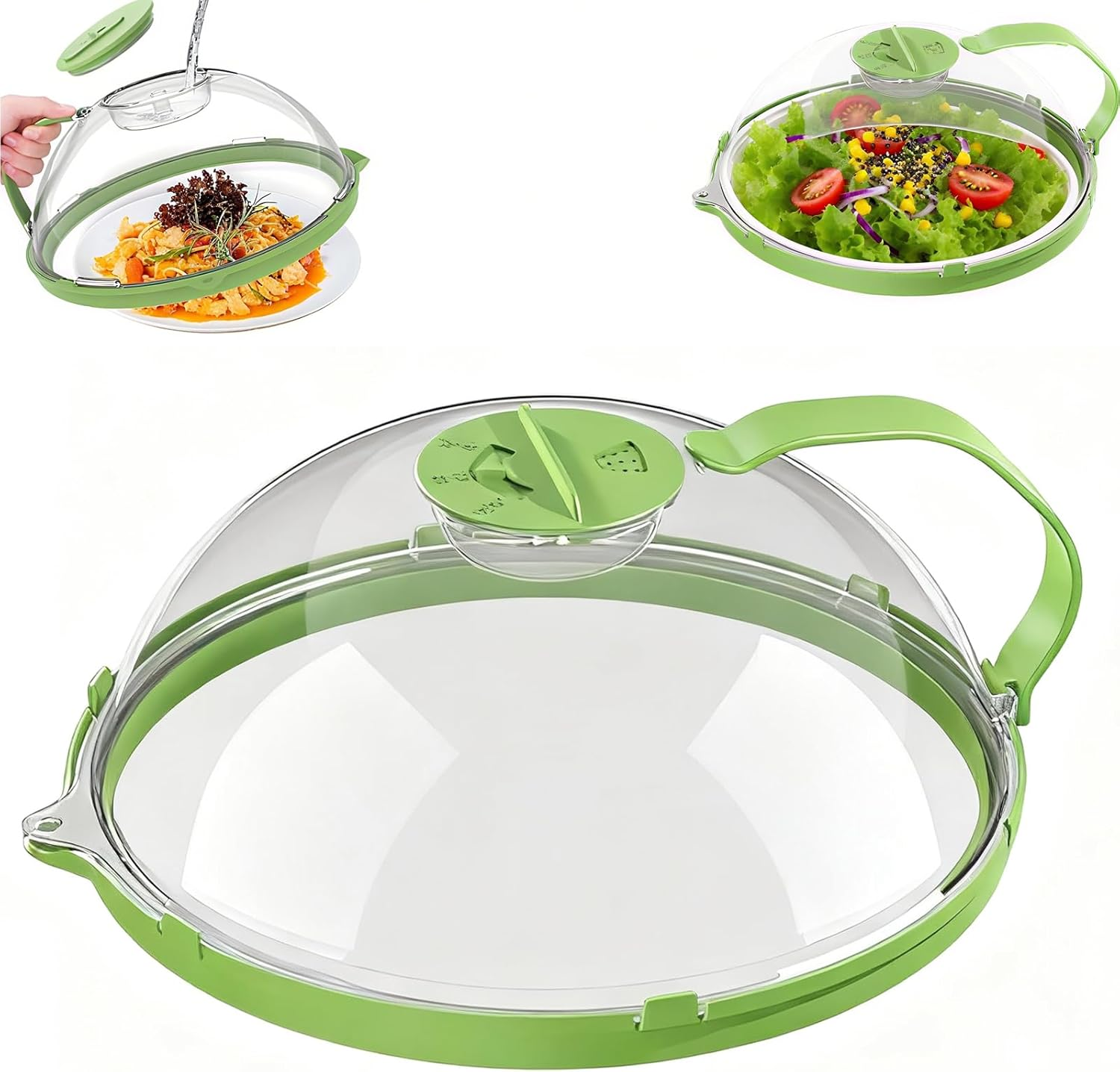 Microwave Splash-Proof Lid, Transparent with Handle and Tray, Adjustable Steam Hole Microwave Food Cover, 10.2X3.9 Inch Kitchen Magnetic Lid image number 2