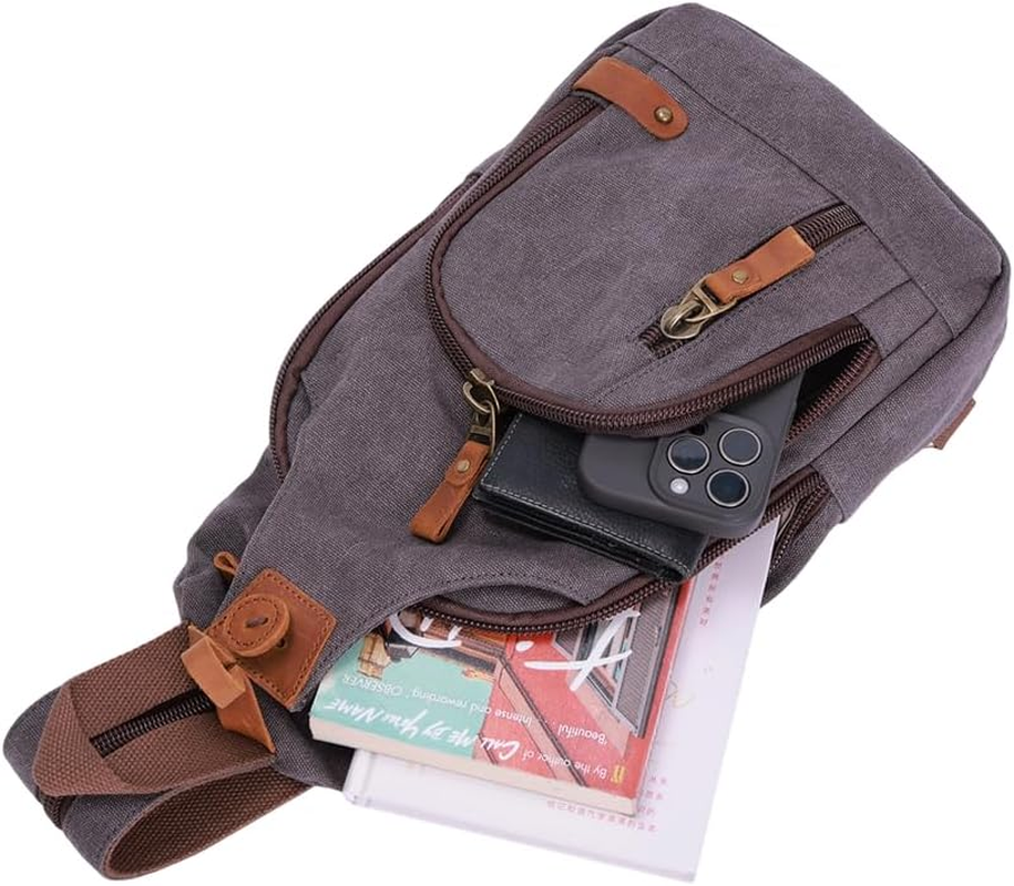 NECTAR YUNBURST D.Grey Shadow Canvas Crossbody Backpack - Ultra-Slim Sling Pack for Urban Cycling/Hiking | 40X25X7Cm Waterproof Daypack Unisex Adventure Essential image number 2