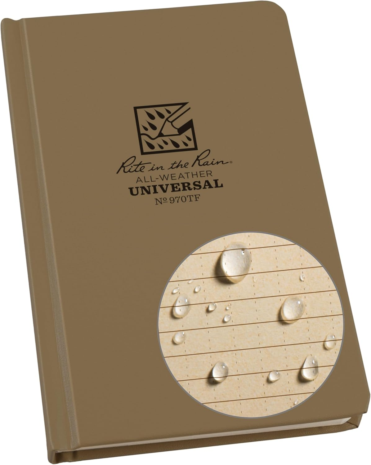 Rite in the Rain Weatherproof Hard Cover Notebook, 4.75" X 7.5", Yellow Cover, Journal Pattern (No. 390F)