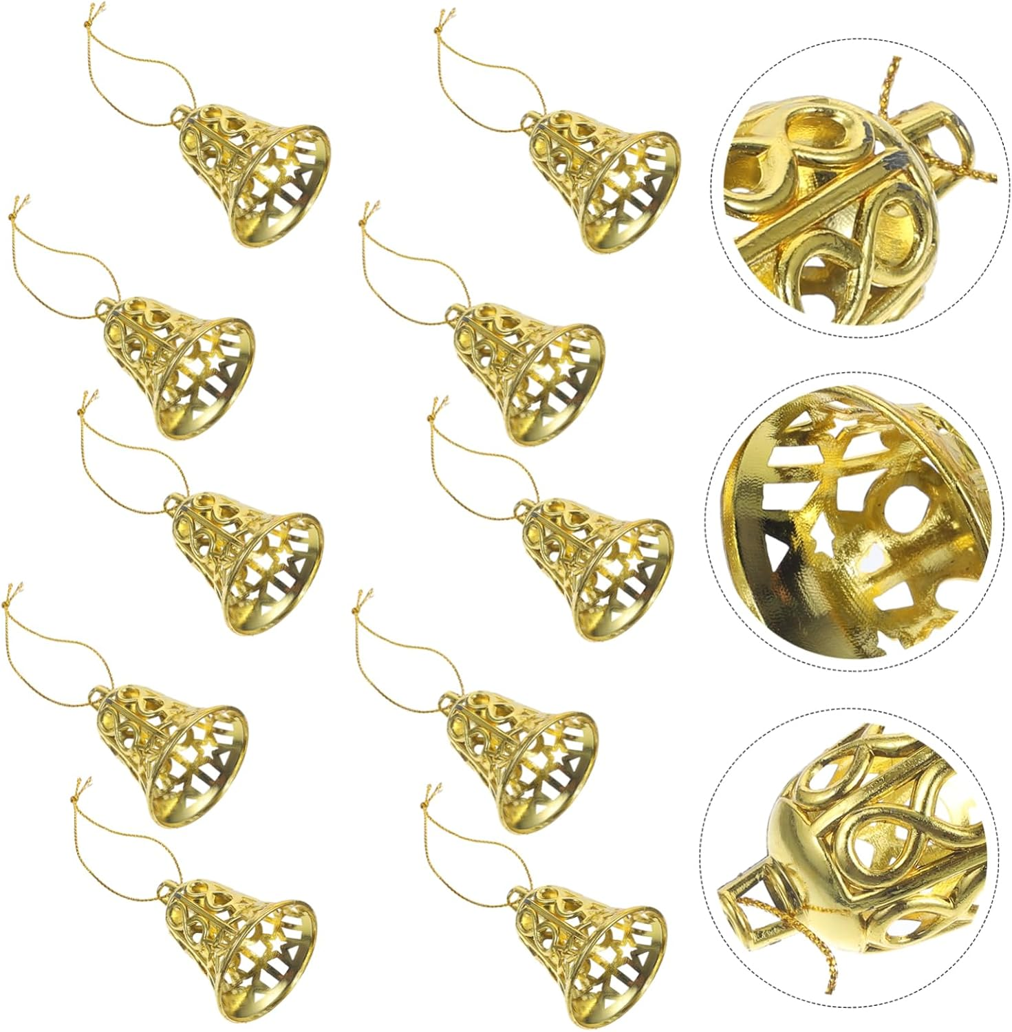 12Pcs Christmas Tree Hanging Bell Ornaments Decorative Props for Theme Parties Weddings Year Decor Eye-Catching Pendant Decor for Bookshelves Shelves and Cars image number 6