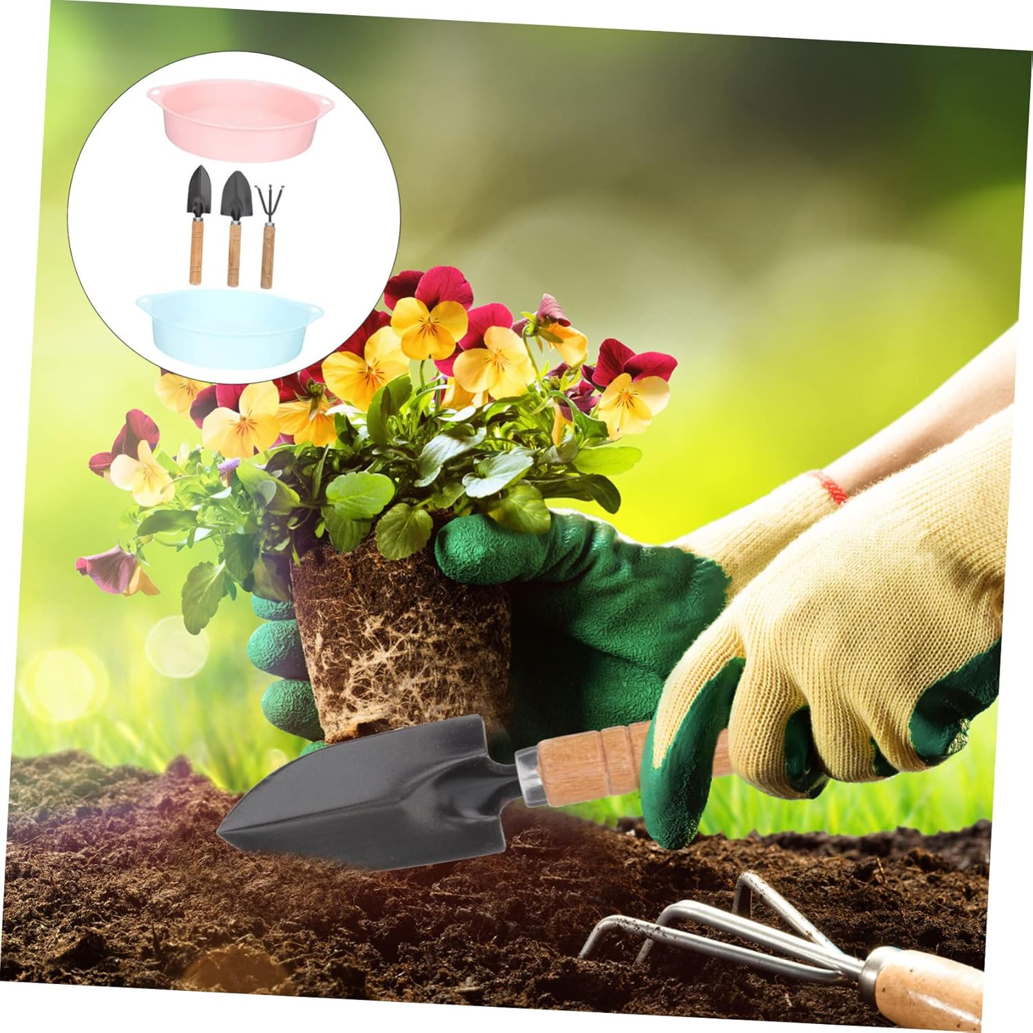 INOOMP Gardening Screen Planting Tools Soil Sieves Rake Trowels Shovels for Home Office School image number 5