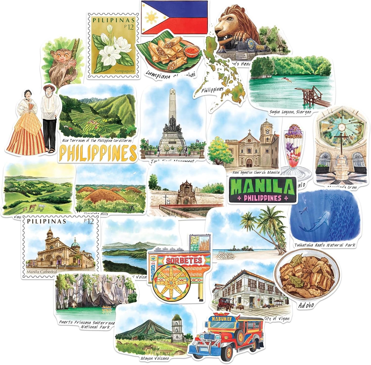 Navy Peony Philippines Travel Stickers