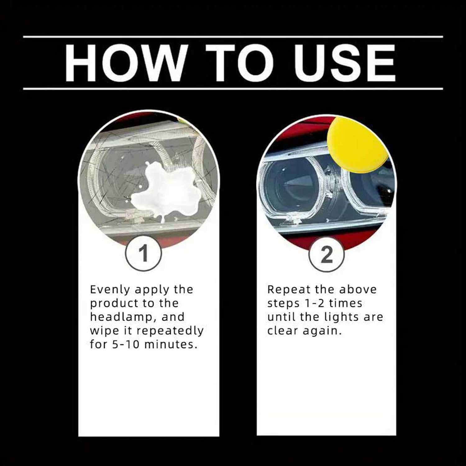 Headlight Restoration Kit - Car Headlight Repair Paste with Sponge,Deep Cleaning Automotive Polishing Yellow Remover for Vehicle Maintenance Night Driving Detailers Truck image number 3