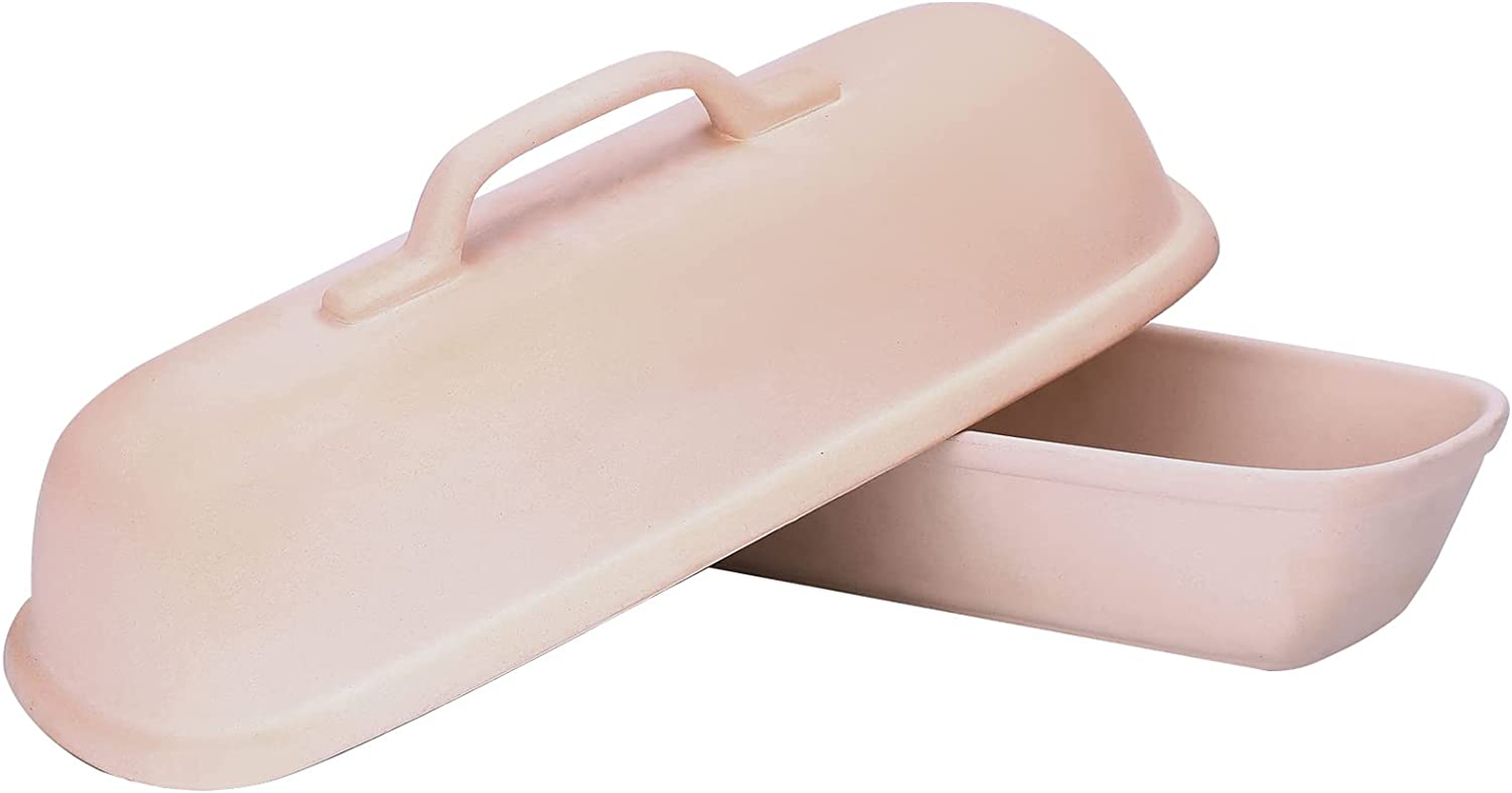 Superstone Covered Baker,Unglazed Stoneware Bakeware, Rectangular Bread Cloche Baking Pan,Bakes Italian Bread with Light Crumb and Crusty Crust (15.3 * 5.9 * 7 Inch) image number 5