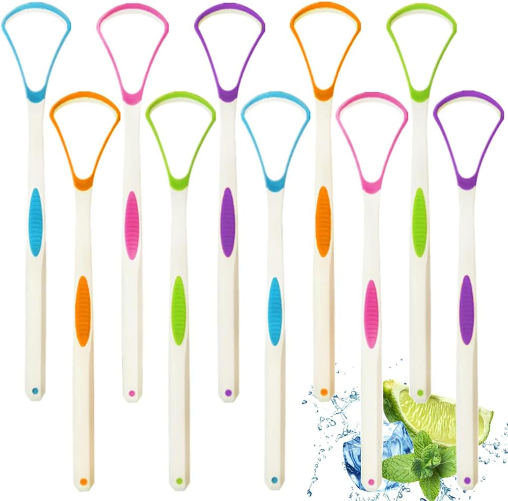 Tongue Scraper Cleaner 4 Pack Tongue Bacteria Inhibiting Scrapers with Travel Handy Case for Healthy Oral Care, Easy to Use Antimicrobial Sweeper, Help Fight Bad Breath (4Pack)