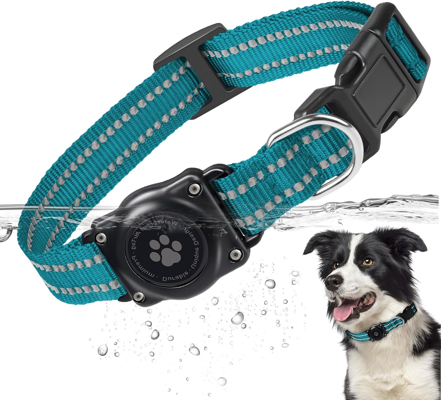 Airtag Dog Collar, 100% Waterproof Integrated Apple Air Tag Dog Collars, Reflective GPS Dog Collar with Hard PC Airtag Holder Case for Small Medium Large Dog image number 5