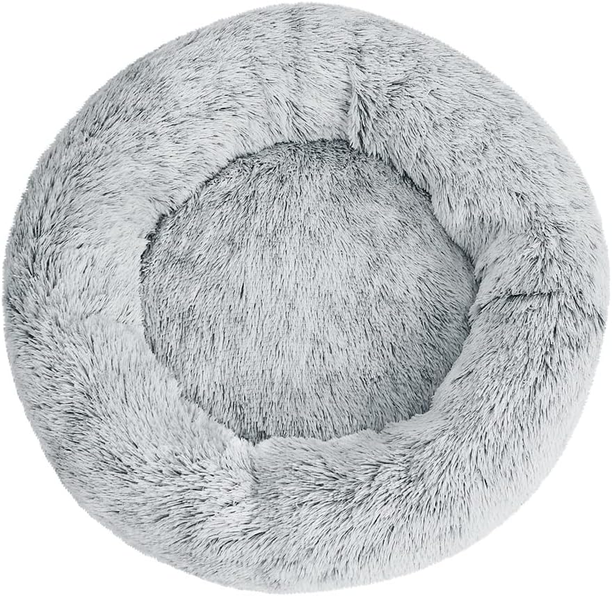 Large Calming Soft Plush Pet Bed for Dog Cat 90Cm Light Charcoal image number 2