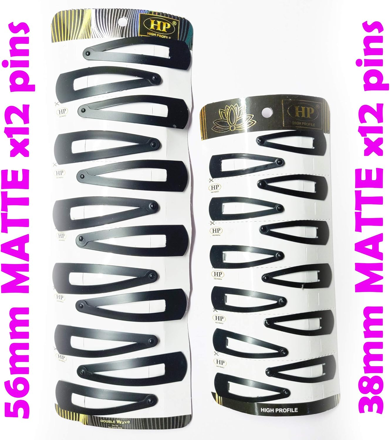 HP HIGH PROFILE Small and Large Combo Set Tic Tac Hair Clips for Women Girls and Children - 24Pcs (Pack of 2) - Black Matte image number 2