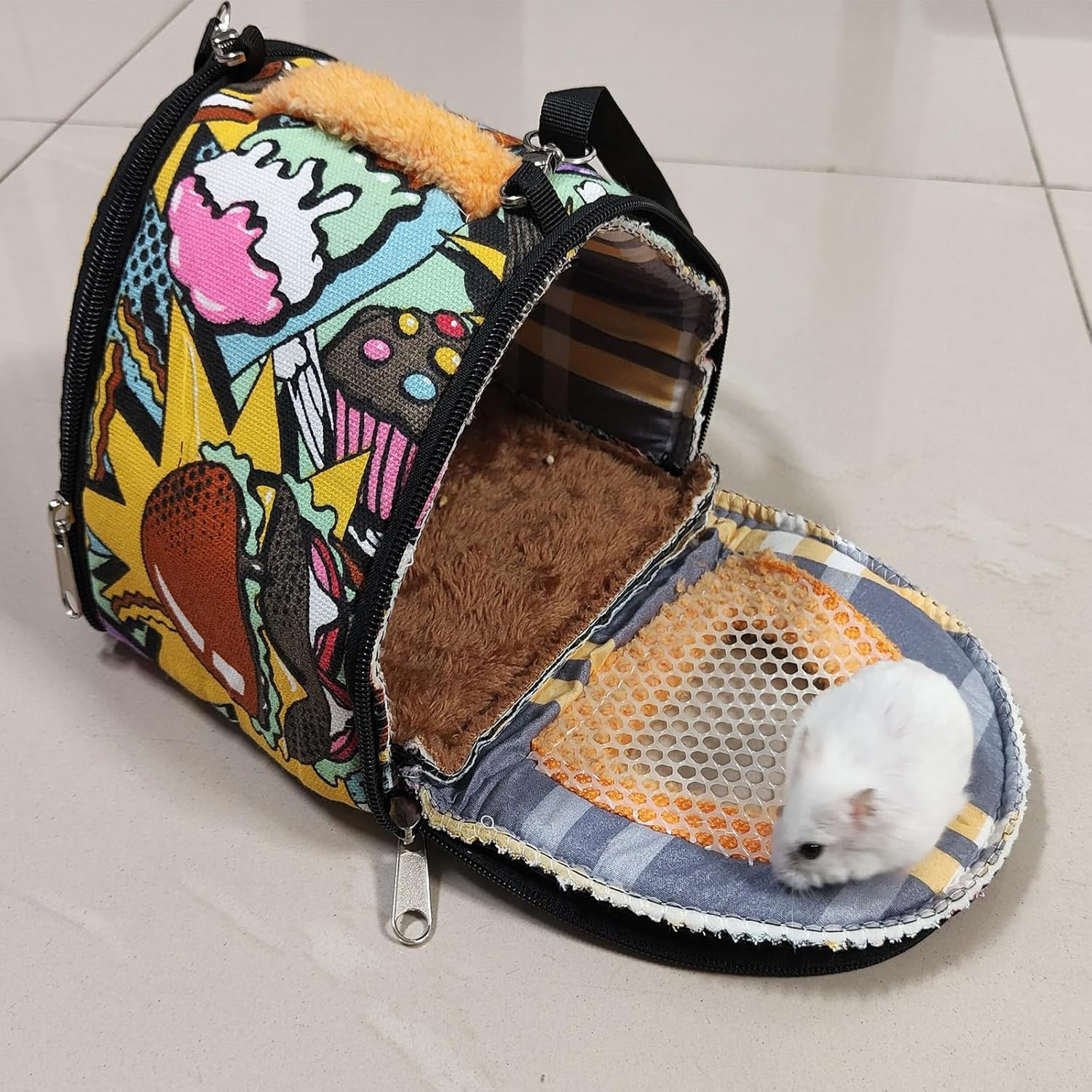 Hamiledyi Hamster Carrier Bag Gerbil Outgoing Travel Pouch Sugar Glider Breathable Carrying Strap with Zipper Suitable for Rat Hamster Mice image number 6