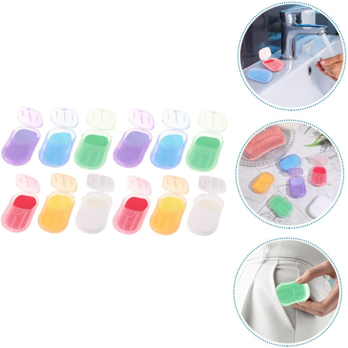 YARNOW 12 Boxes Portable Paper Soap Sheets Travel Hand Soap for Camping Hiking Outdoor Activities in Variety of Scents Convenient Hand Washing and Toilet Cleaning image number 1