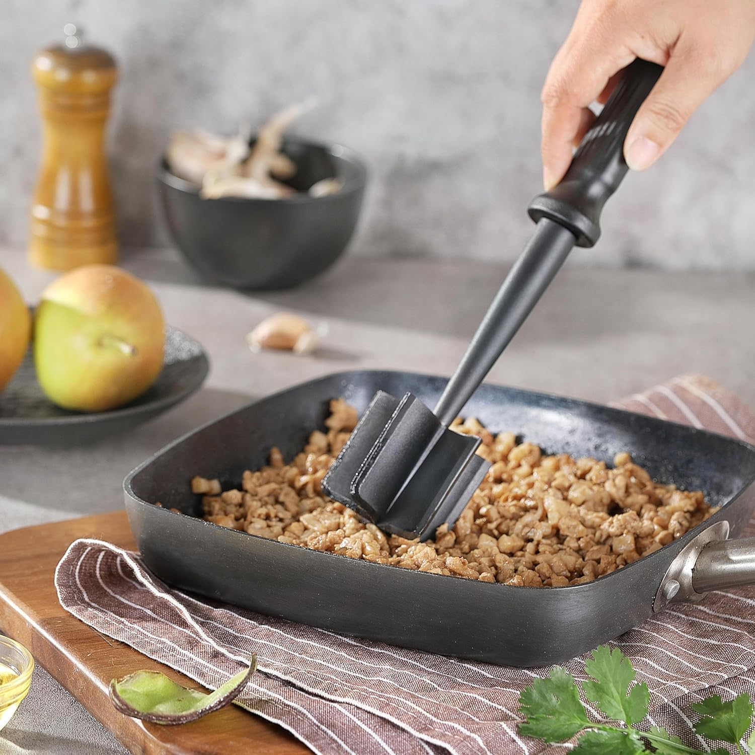 Heat Resistant 2Pcs Non Stick Meat Masher, Potato Masher, Meat Tenderizer image number 6