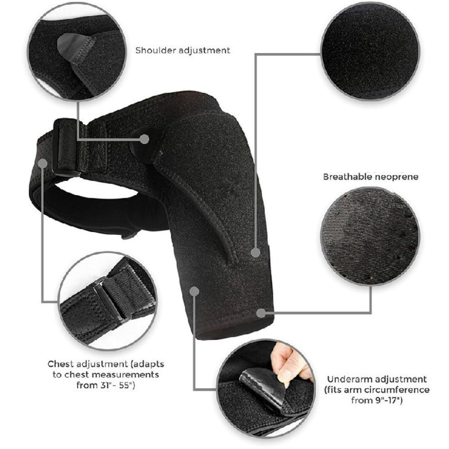 Adjustable Shoulder Brace with Ice Pocket - Compression Support for Pain Relief, Shoulder Stability, and Posture Correction image number 2