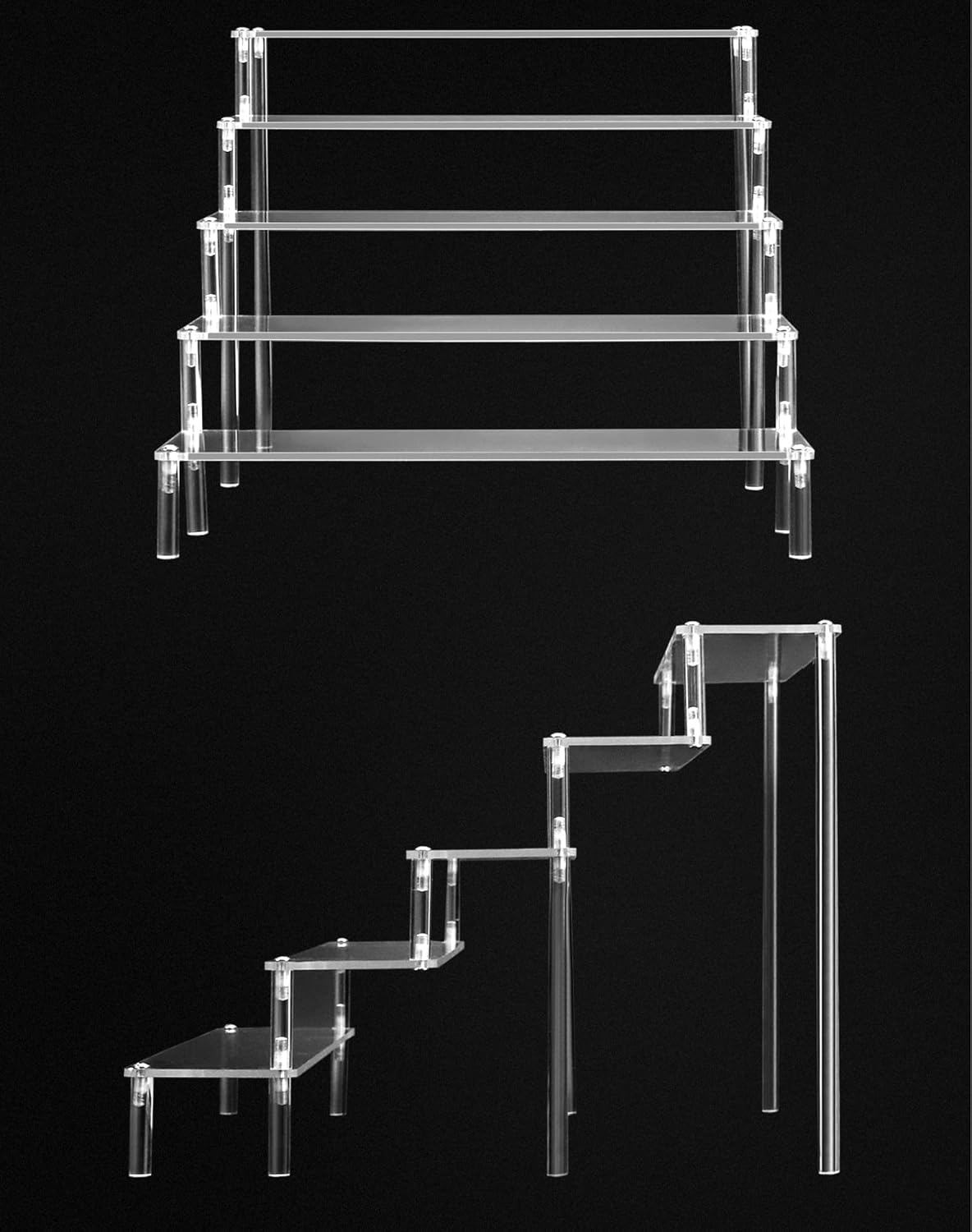 QWORK&reg; 5-Tier Acrylic Display Stand, Transparent Acrylic Display Riser Shelf for Figures, Jewellery, Cupcake, Lipstick, Nail Polish, Spice, 30 X 32 X 25 Cm image number 1