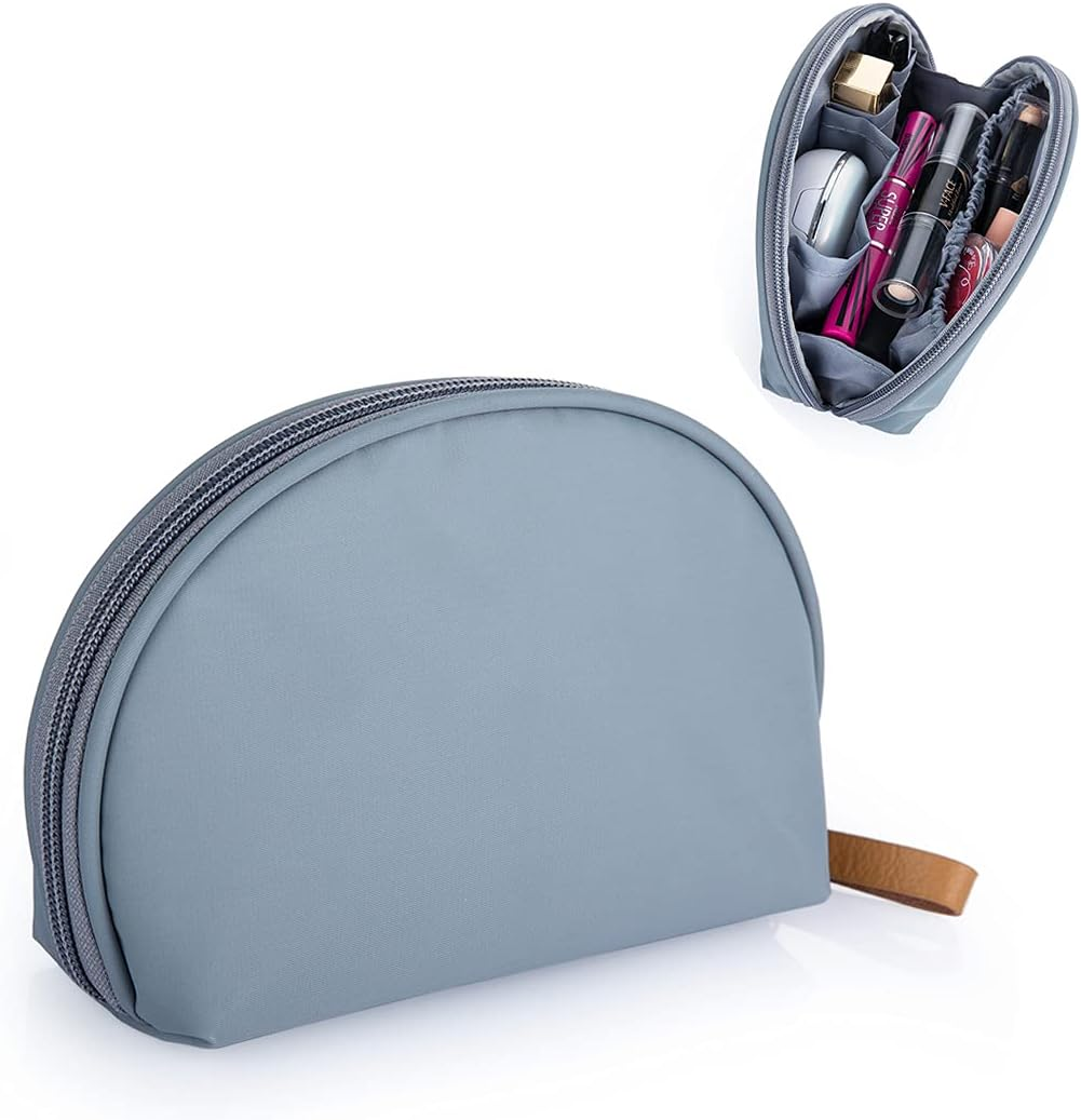 Hekyip Rectangular Beauty Bag, Small Travel Makeup Bag for Purse, Portable Waterproof Cosmetic Pouch for Ladies Women (Rectangular Inner Red)