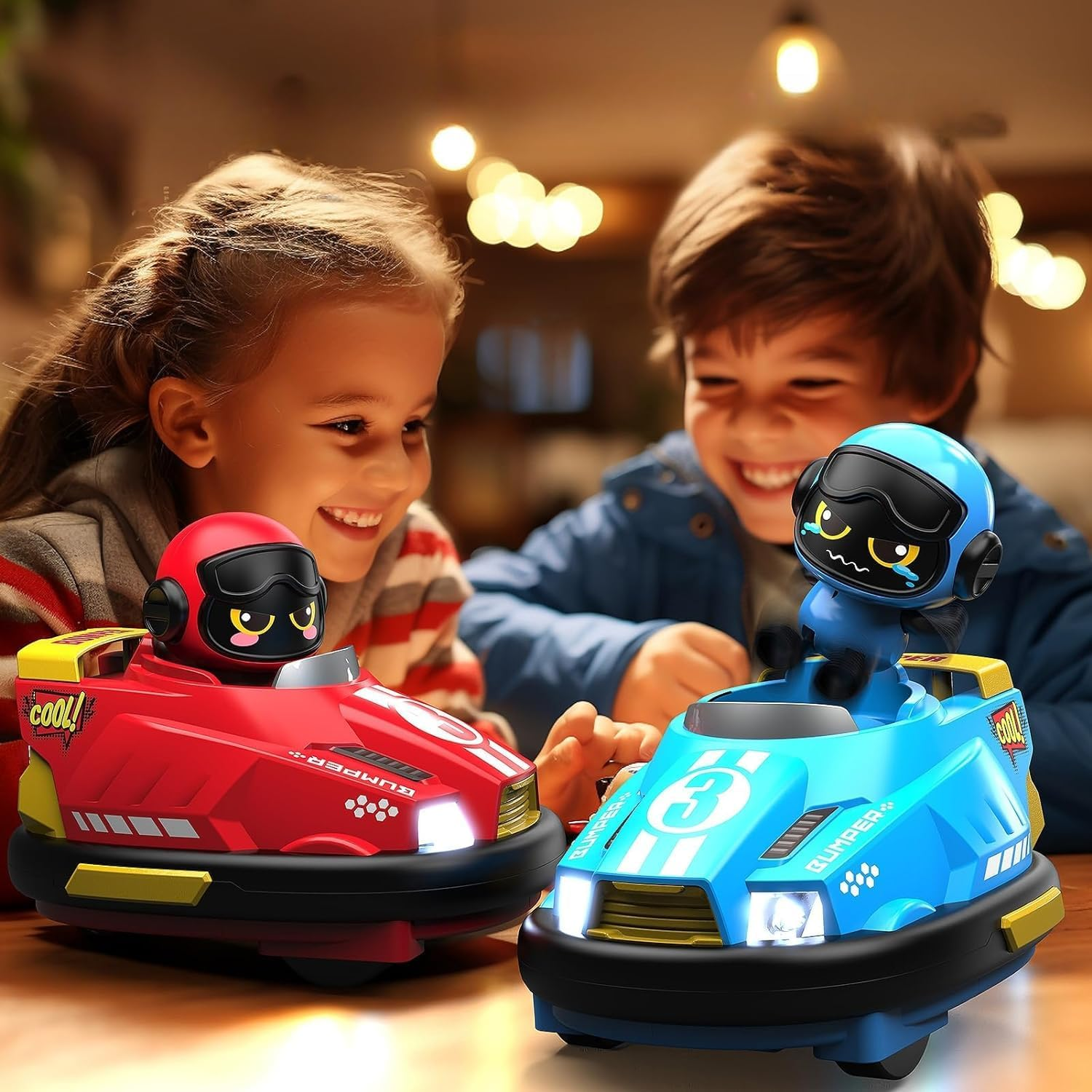 B-Qtech Remote Control Car Toy, Cute Bumper Cars Cartoon Car with Ejecting Drivers, 2 Pack Battle Car Toy Switchable Speeds with Music & Lights, DIY Stickers Included, Birthday Gifts for Boys Girls image number 1