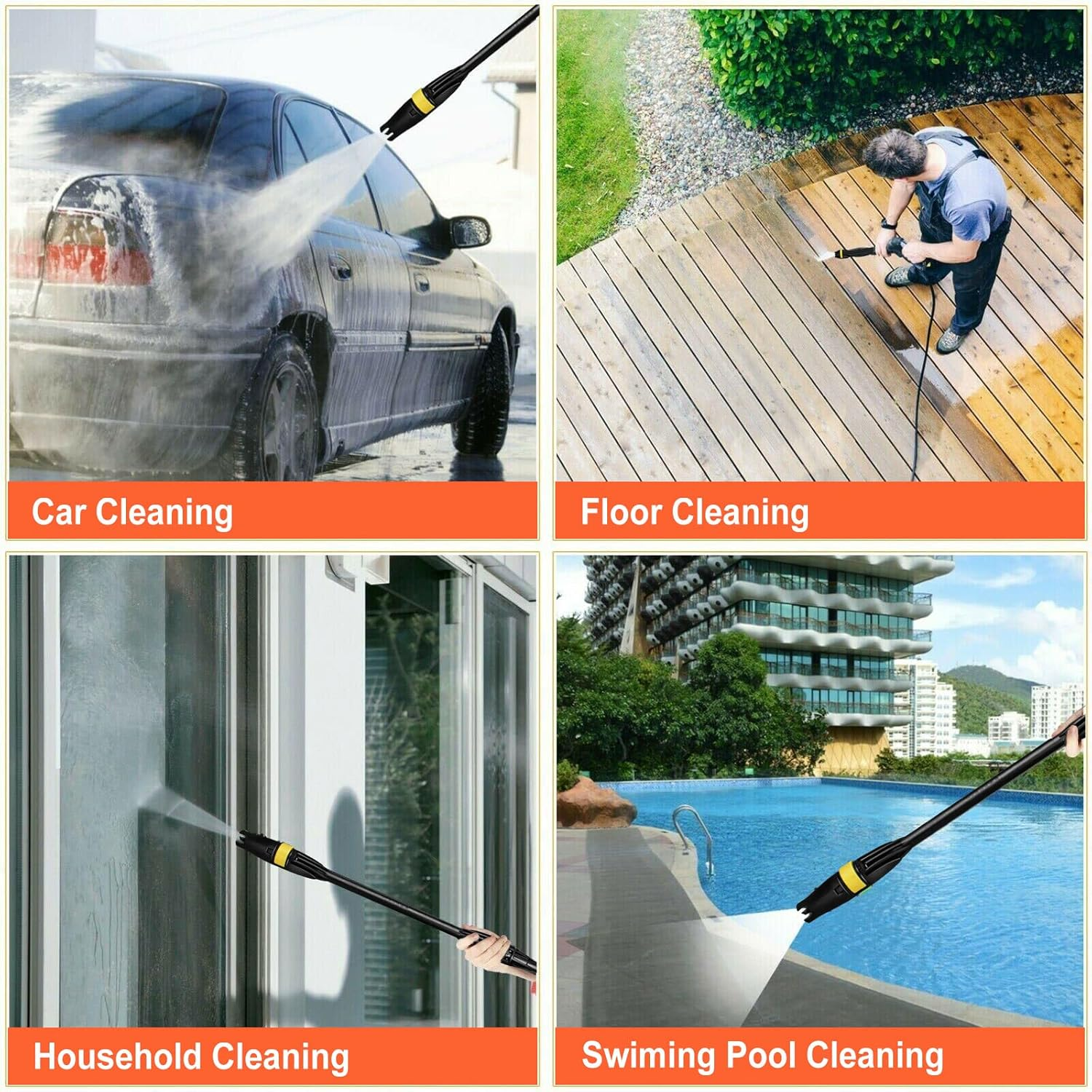 Bestsoon 3600PSI High Pressure Washer, 2200W Electric Power Washer with Spray Gun and Hose Reel, 8M Hose, 6 Nozzles, Brush Head/Rotary Floor Cleaner, Idear for Cleaning & Washing image number 3