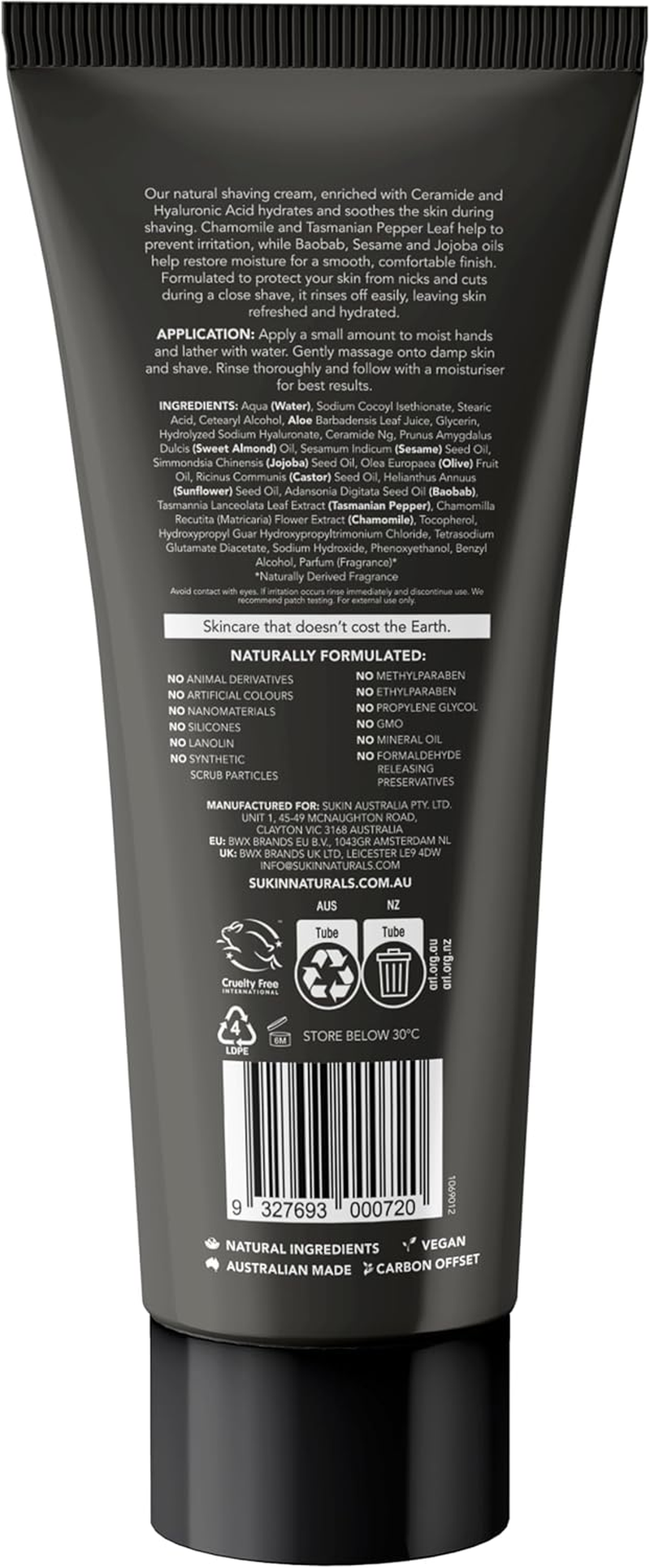 Sukin Men'S Shaving Cream 200 Ml image number 1