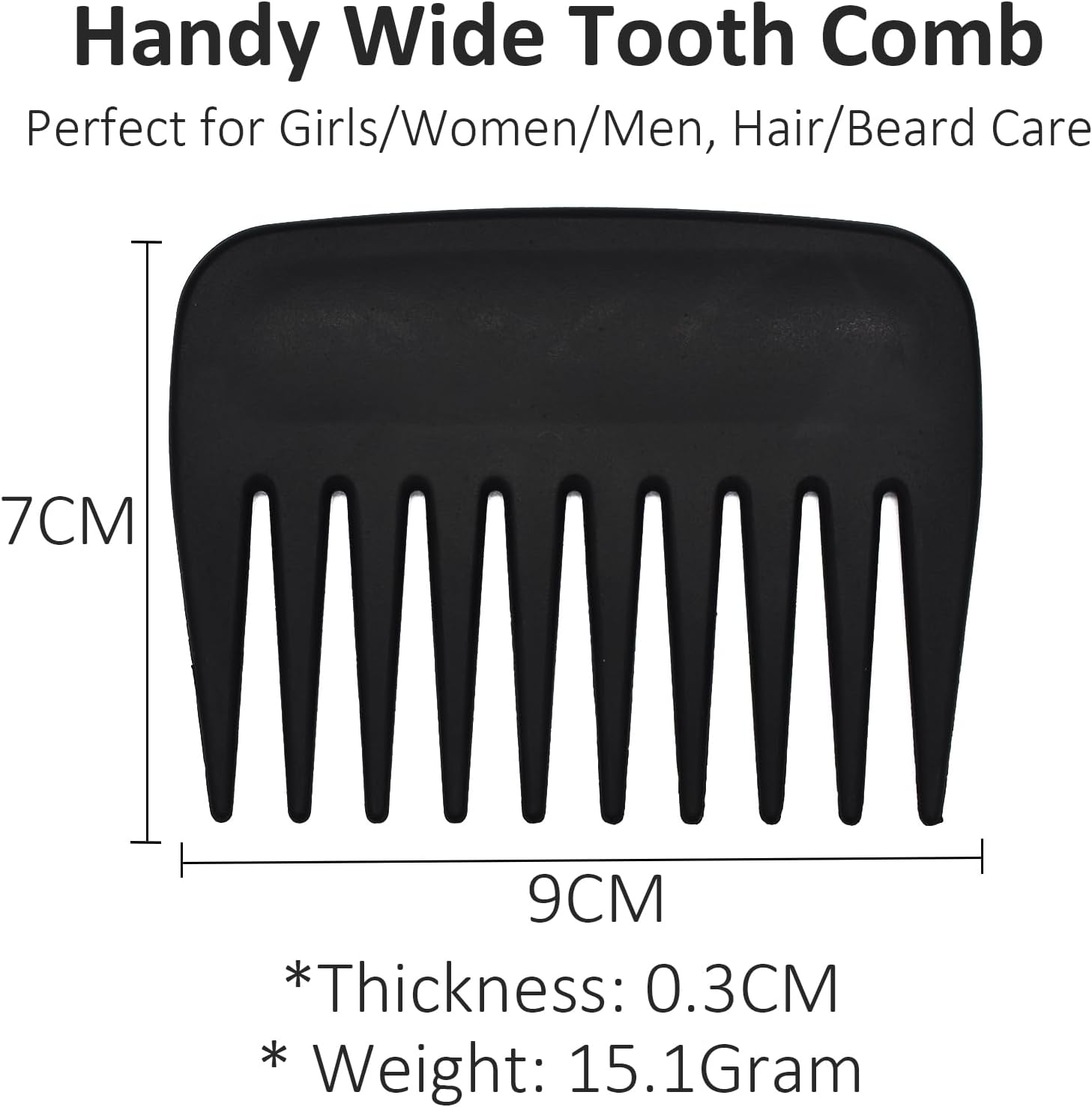 Professional Streaker Anti-Static Wide Tooth Detangling Comb - Compact Palm-Sized No Handle Afro Comb for Men Women Curly Wavy Hair - Wig Styling for Salon Barber Home Office Travel Purse image number 2