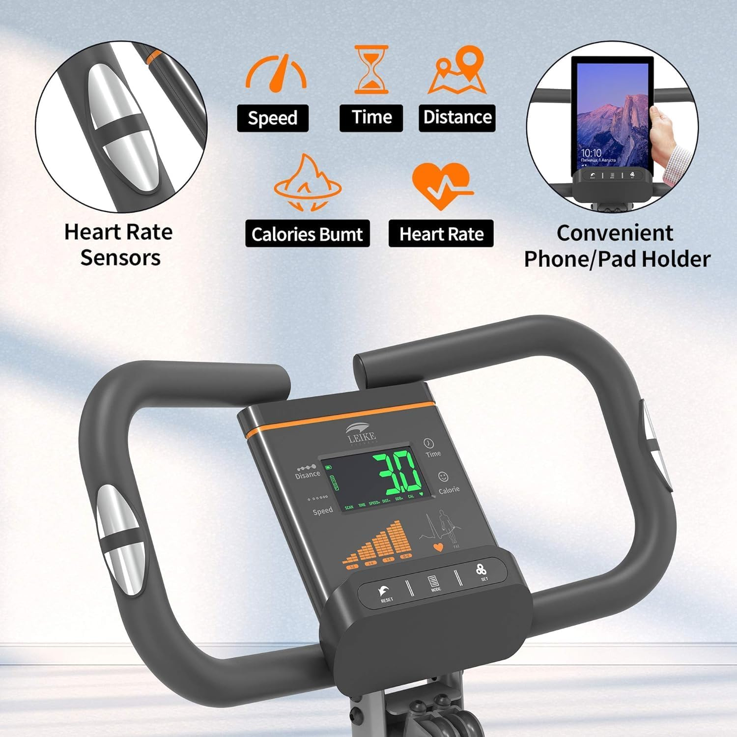 Leikefitness Folding Stationary Bike Recumbent Exercise Bike W/Arm Resistance Bands-Pulse Sensor-Lcd Monitor and Easy to Assemble Indoor Cycling Bike 2280