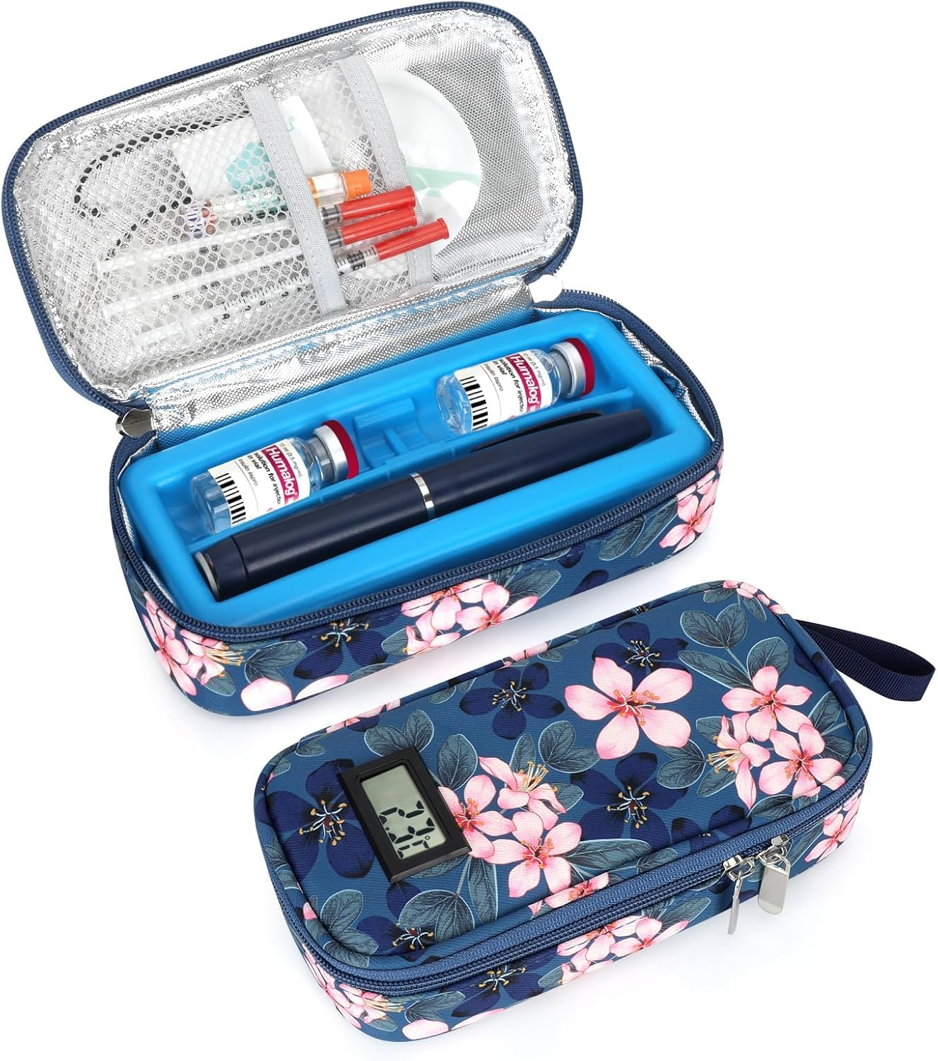 YOUSHARES Insulin Cooler Travel Case, Diabetes Travel Case with 2 X TSA Approved Ice Packs, Insulated Medication Travel Bag for Diabetic Supplies, Medicine Cooler for Travel (Quicksand Blue)