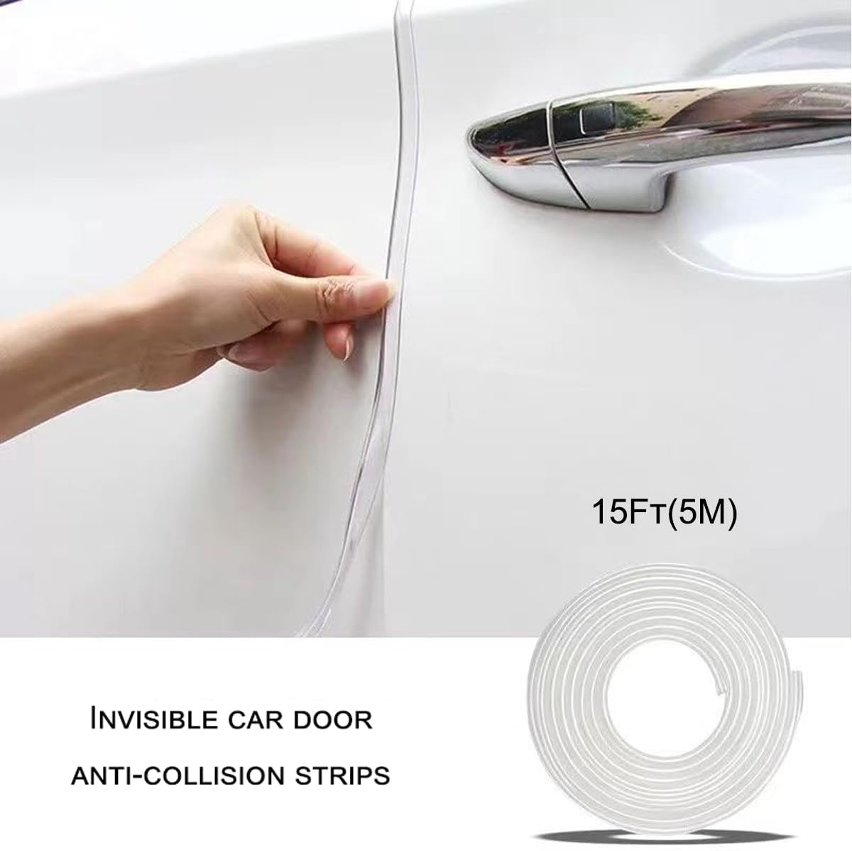 15Ft(5M) Clear Car Door Protector, Rubber Trim with U Shape, Universal Fit for Most Cars, No Glue