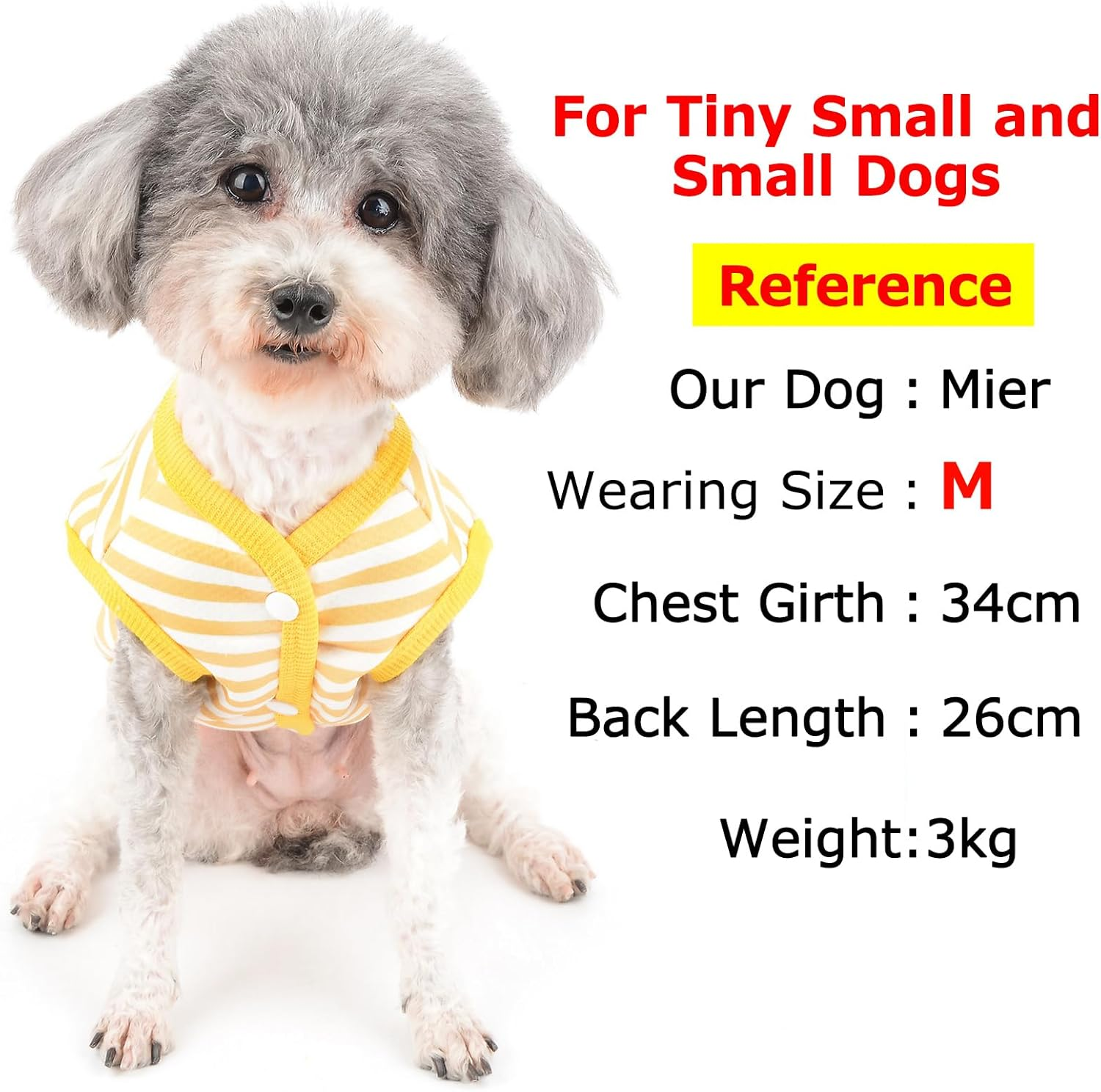 Zunea Striped Dog Winter Jacket Coat with Harness Hole for Small Dogs Cats Warm Fleece Lined Vest Coat Cute Dinosaur Puppy Clothes Cold Weather Pet Girl Boy Apparel for Chihuahua Yorkie Yellow M image number 4