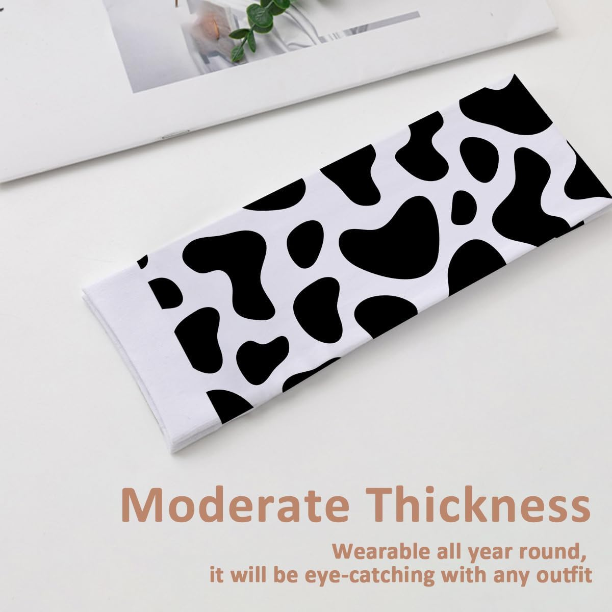 Thigh Knee High Cow Goat Print Socks for Women Compression Black and White Non Slip Long Boot Stocking Thick Warm Girls Fashion Animal Series Stocking Over, Black and White, One Size image number 4