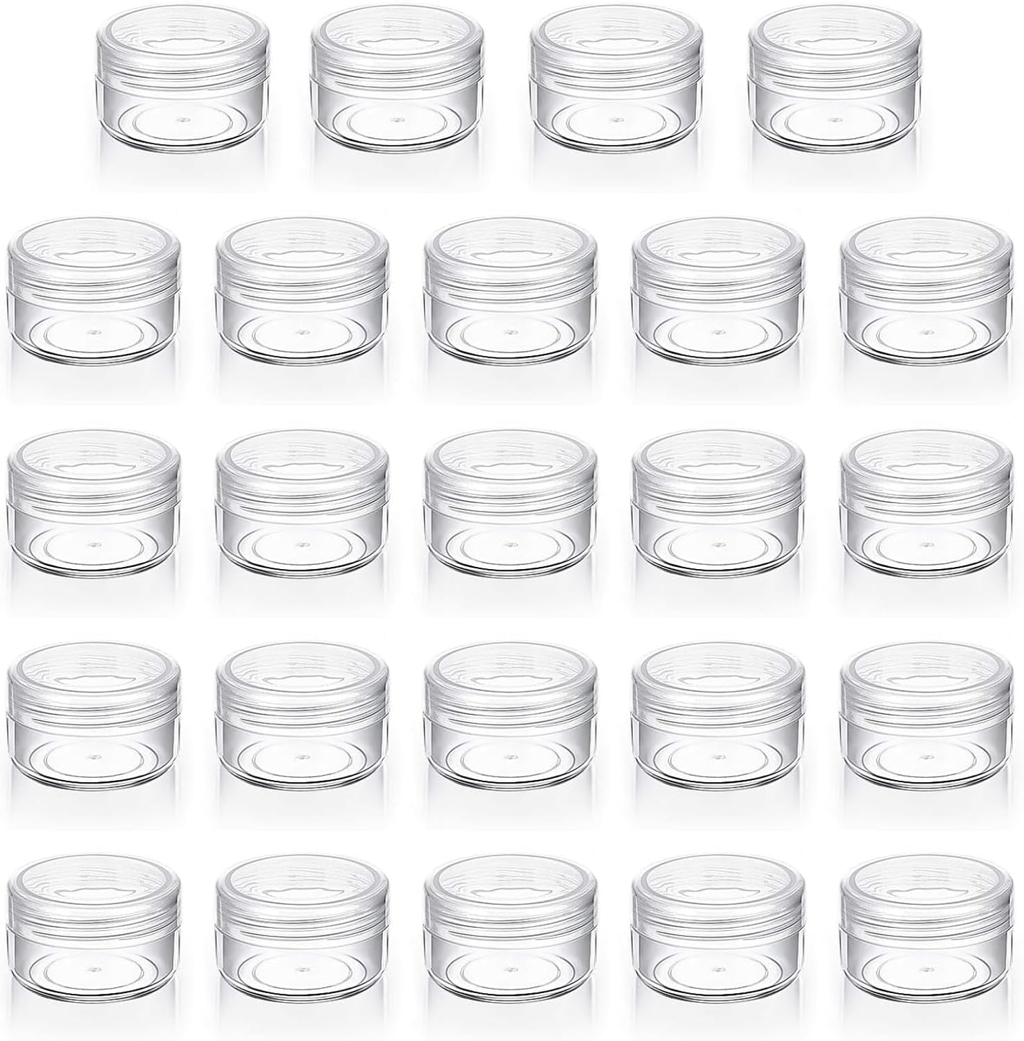 Gaivek 24 PCS 5G Clear Cosmetic Sample Jars with Lids, Small Leak Proof Storage Pots, Refillable Travel Containers for Creams, Lip Balm, Glitter, Beads, Lotion, Scrubs, DIY Makeup image number 1
