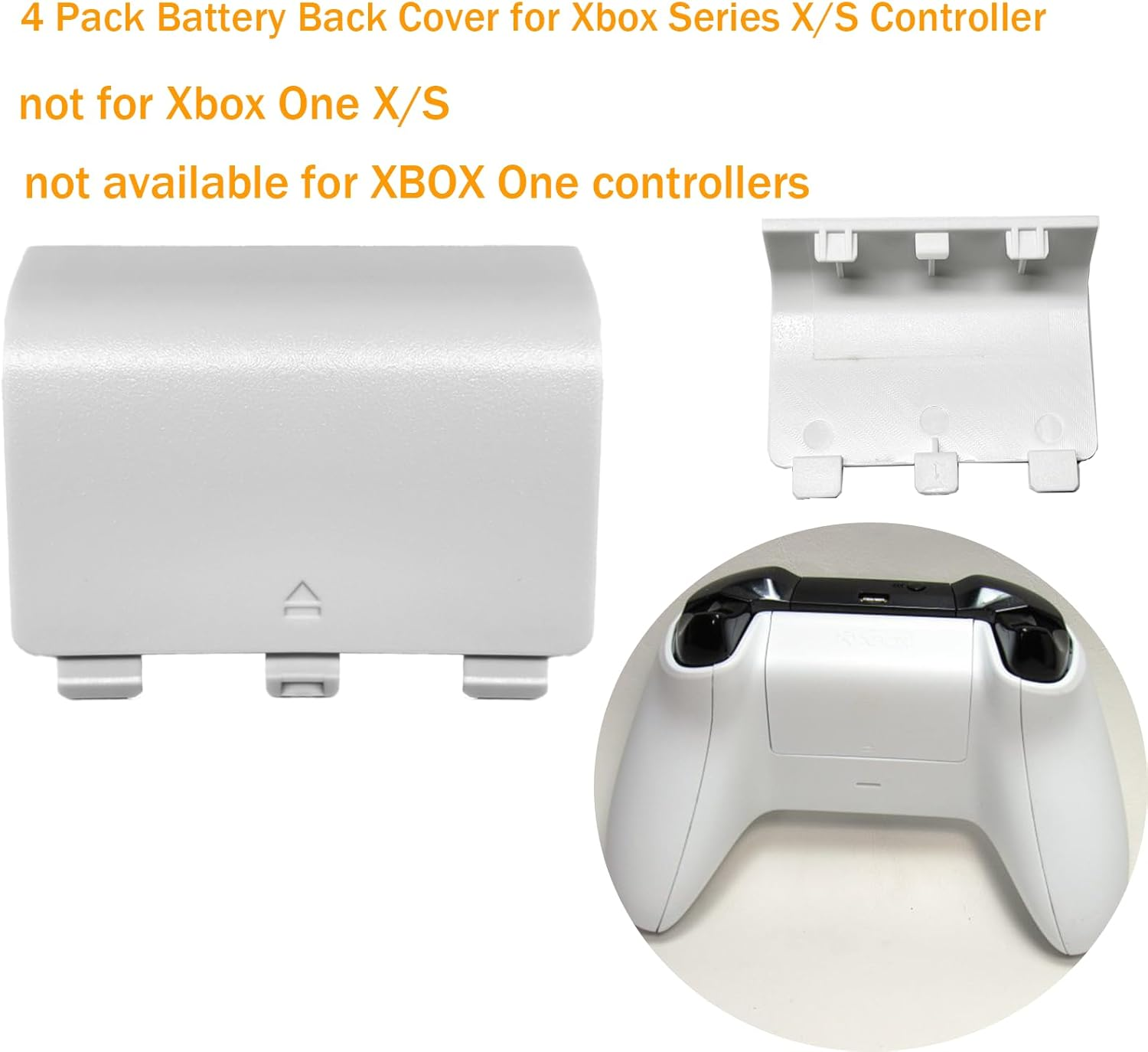 4 Pack Battery Back Cover for Xbox Series X Controller, Battery Back Shell Repair Part for Xbox Series X/Series S Controller (Black&White) [Xbox_Series_S] image number 2