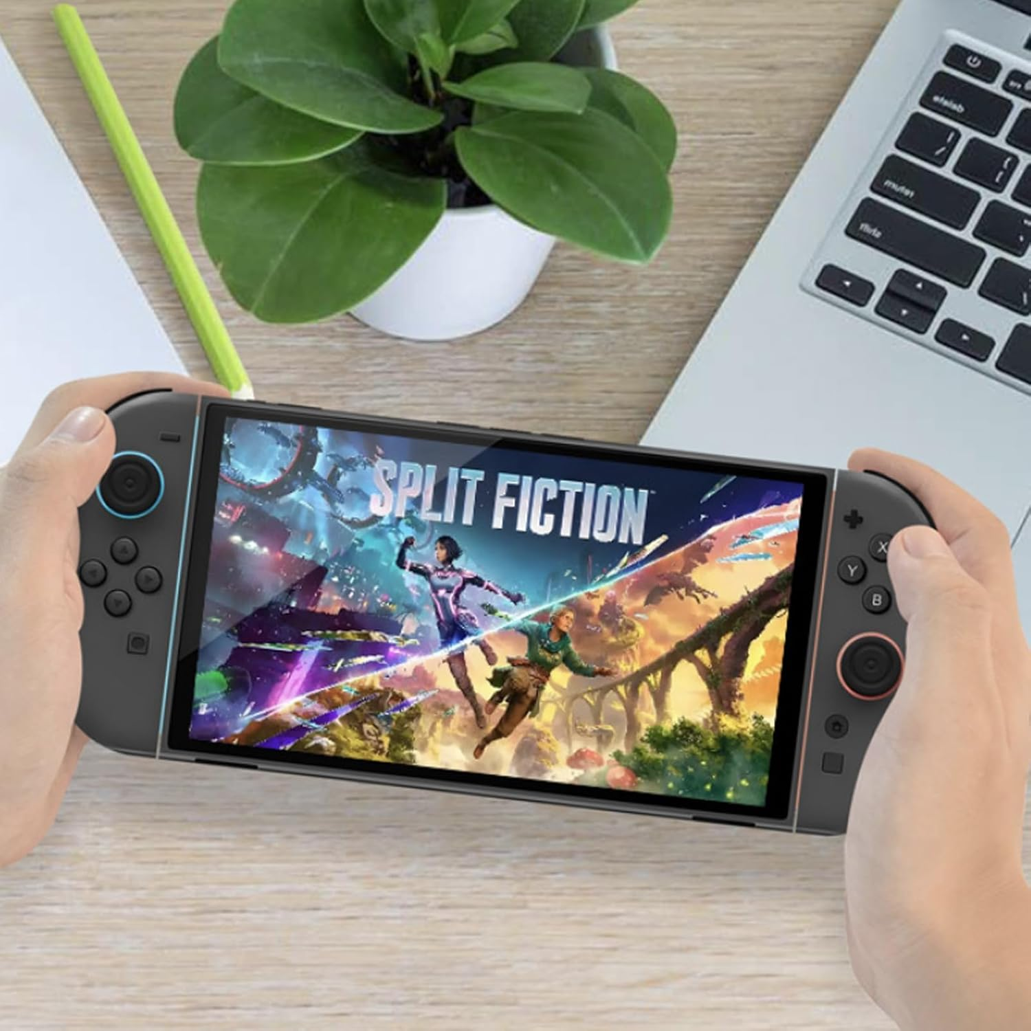 Enhance Gaming Accuracy and Comfort Joystick Caps, Protect Original Joystick, Increase Sensitivity, Cyan & Magenta Design, Compatible with Nintendo Switch Lite Thumb Grip image number 1