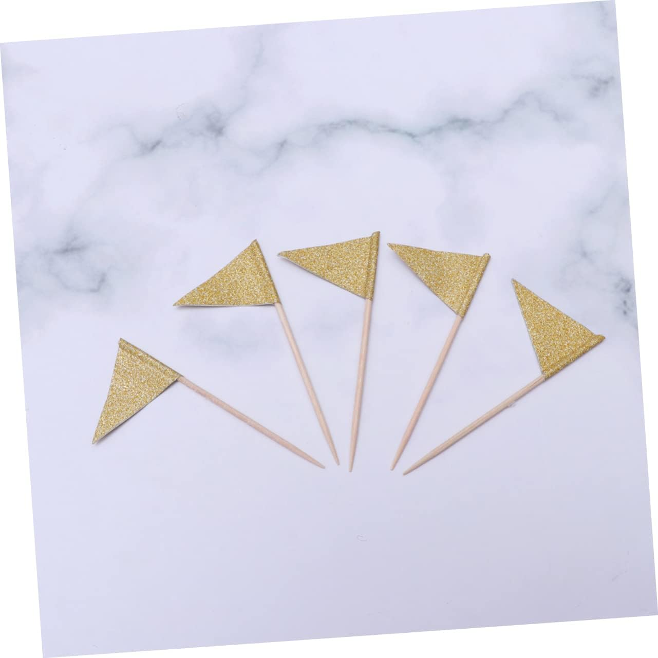 Amosfun 15Pcs Small Triangle Flag Cake Toppers Glitter Year Party Decorations Annual Meeting Layout Cake Fruit Dessert Insert image number 6