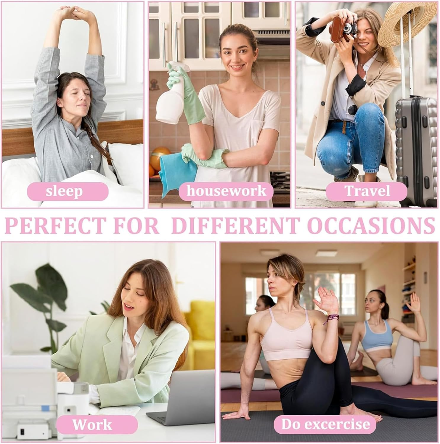 3Pcs Heatless Curl Rods, Heatless Hair Curler for Overnight Curls, No Heat Hair Rollers with Soft Velvet Material, Suitable for Long Short Hair (Black, Pink, Khaki) image number 1