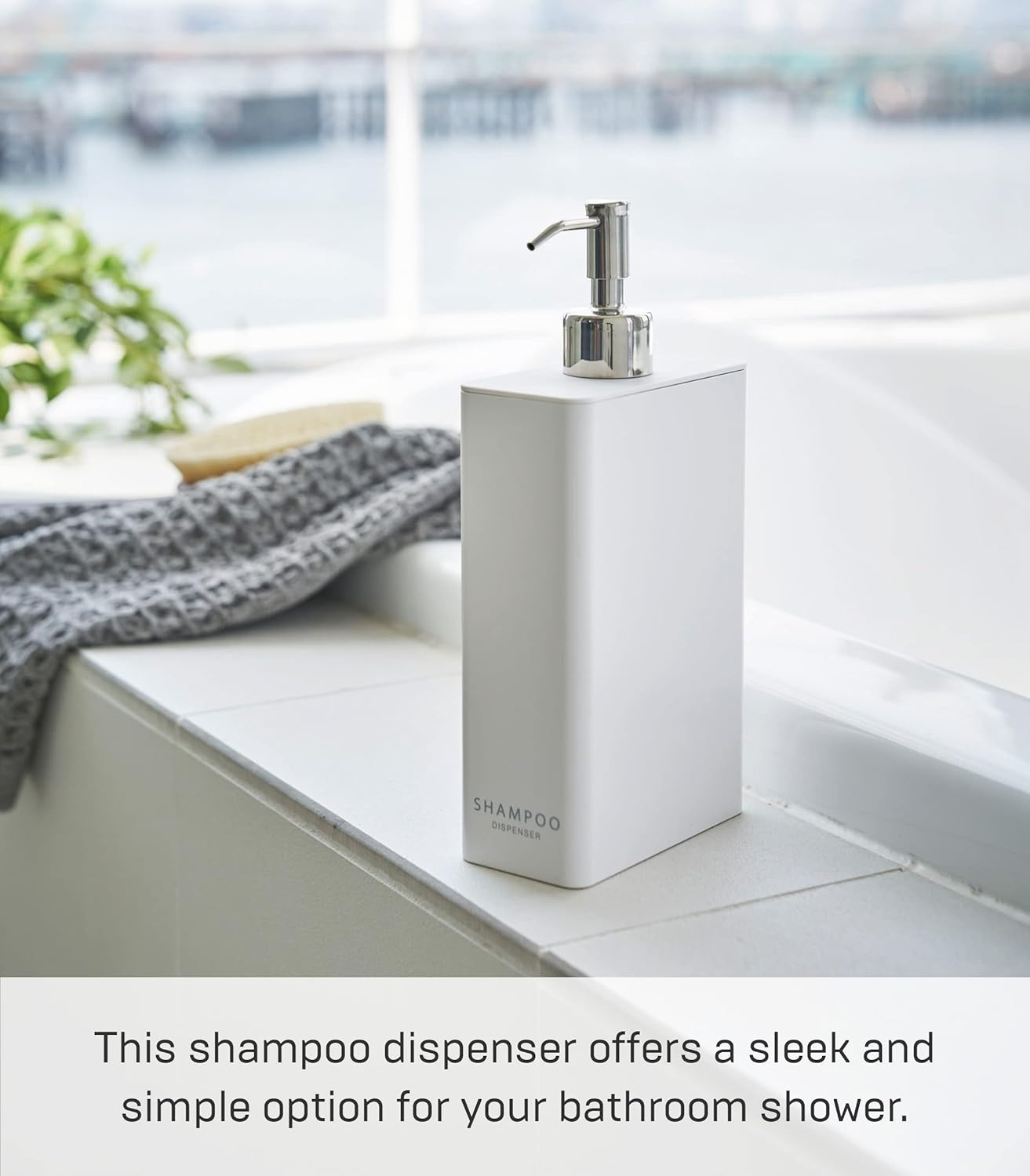 Yamazaki Home Tower Shower Dispenser - Contemporary Bottle Pump - Shampoo - Abs Plastic - 24 Fluid Oz., 700 Ml image number 4