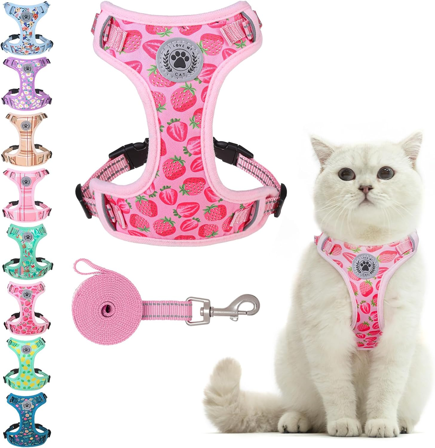 BEAUTYZOO Cat Harness and Leash Set for Walking Escape Proof, Neck Release Adjustable Harness for Kitten Puppy Small Medium Large Cats, Soft Cute Easy Control Small Cat Harness for Cats Boy and Girls image number 1