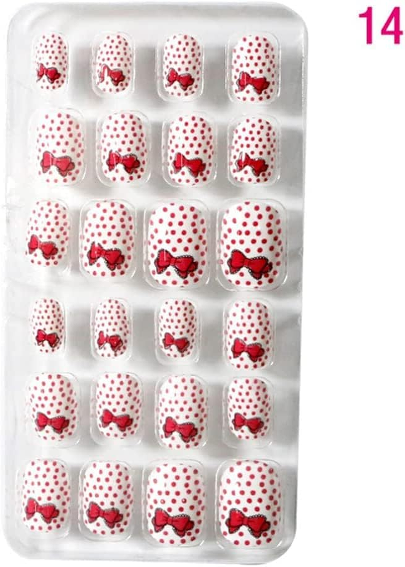 1 Set Children Nails Medium Length Press on Stick Salon Supplies Manicure Kit, Seventeen image number 3