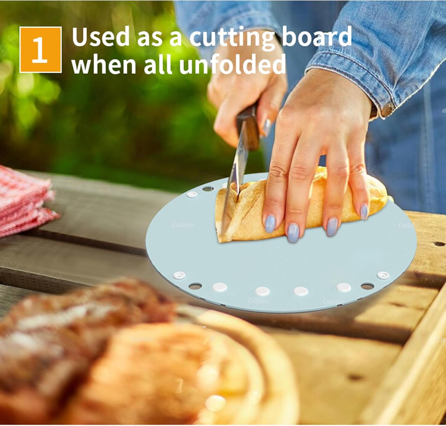 Roseflower Foldable Bowl, Portable Adjustable Shapes Silicone Salad Bowl, Foldable as Bowl, Plate or Cup, Folding Bowl Camping for Camping, Hiking, Kitchen, Activiti (Blue)