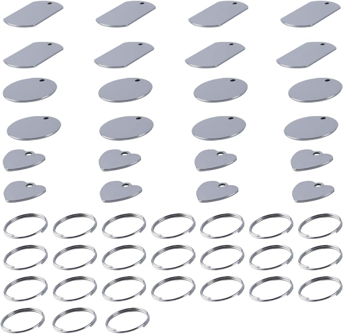 Orivin 24 Pieces Stainless Steel Dog Tag Engraving Blanks Blank Dog Tag Tags Key Rings round DIY Key Ring for Crafts image number 5