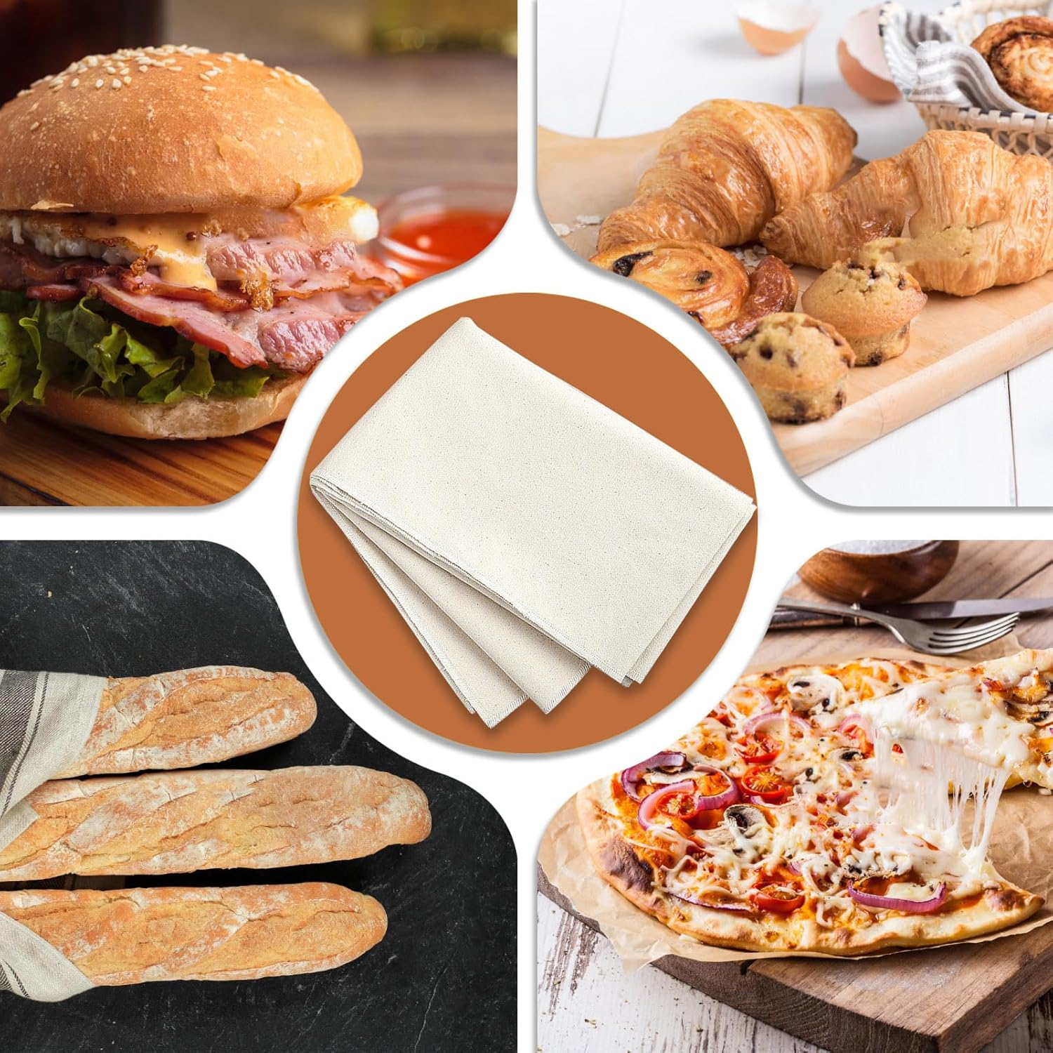 4 Pieces 18.8" X 14.1" Bakers Couche Proofing Cloth, Homemade Dough Bread Cloth, Canvas Fabric Flour Sack Bread Proofing Towel for Baking Sourdough Baguettes Loaves Pastry Supplies (4Pcs) - 4Pcs image number 4