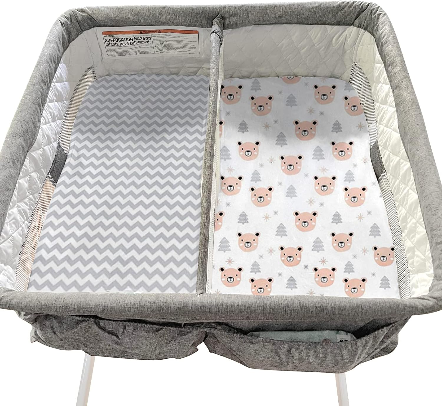 Gllquen Baby Bassinet Sheets 4 Pack, Breathable Cozy Fitted Mattress Sheet, Elastic Travel Crib Fashionable Floral Pattern, Standard Cradle Safe Sheets for Baby Boy Girls 32"X16"(Rainbow) - Deer  Rose image number 4