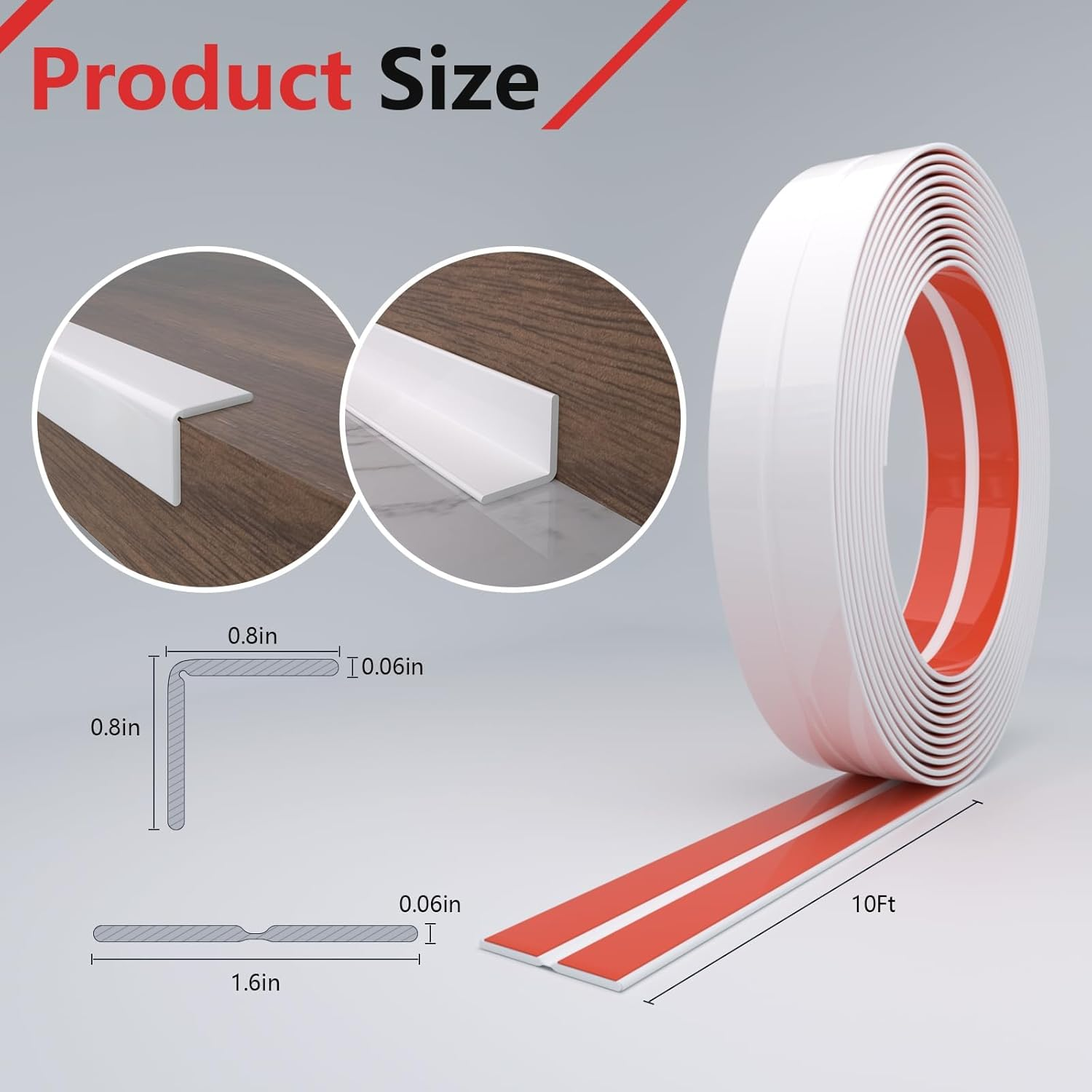 Peel and Stick Wall Molding Trim, Wall Corner Protector, Flexible Molding Trim for Tile and Wall Edges, Furniture Protection and Decoration, 10 Feet X 1.6 Inch, White image number 4