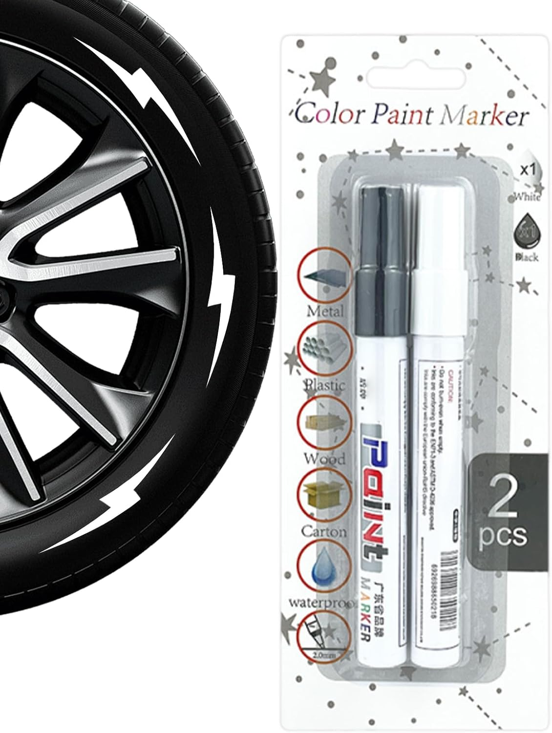 Car Wheel Paint Pen - Quick Seal, Weather Resistant | Car Wheel Rim Coating Tool, Paint Brush, Tire Customisation Amplifier, Paint Marker Refill Kit for Vehicle Repair image number 3