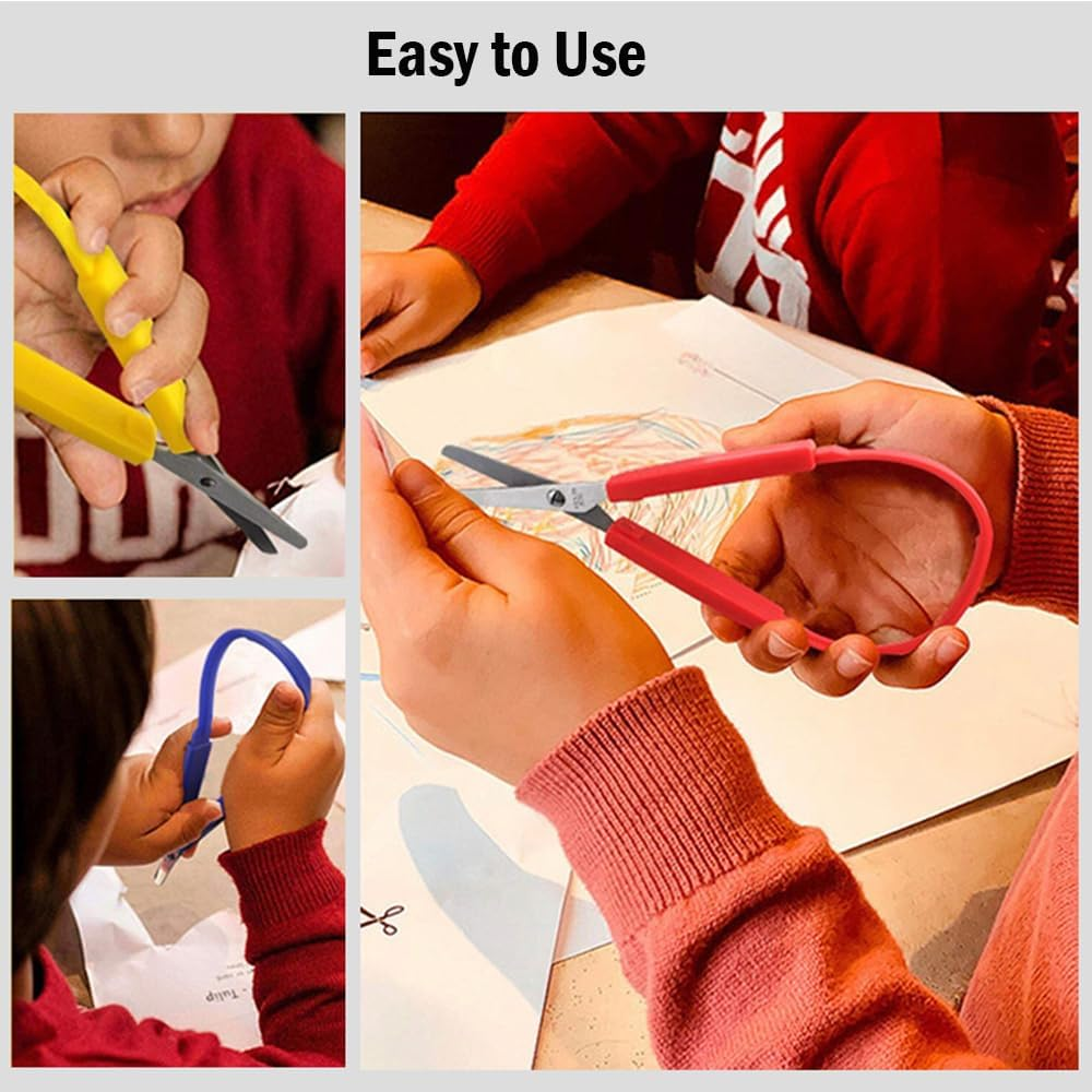 Isuperb 6 Pack Loop Scissors Grip Scissor for Kids, Teens and Adults, Easy Grip, Easy Opening, Adapted Scissors for Special Needs (6 Pack Loop Scissors) image number 6
