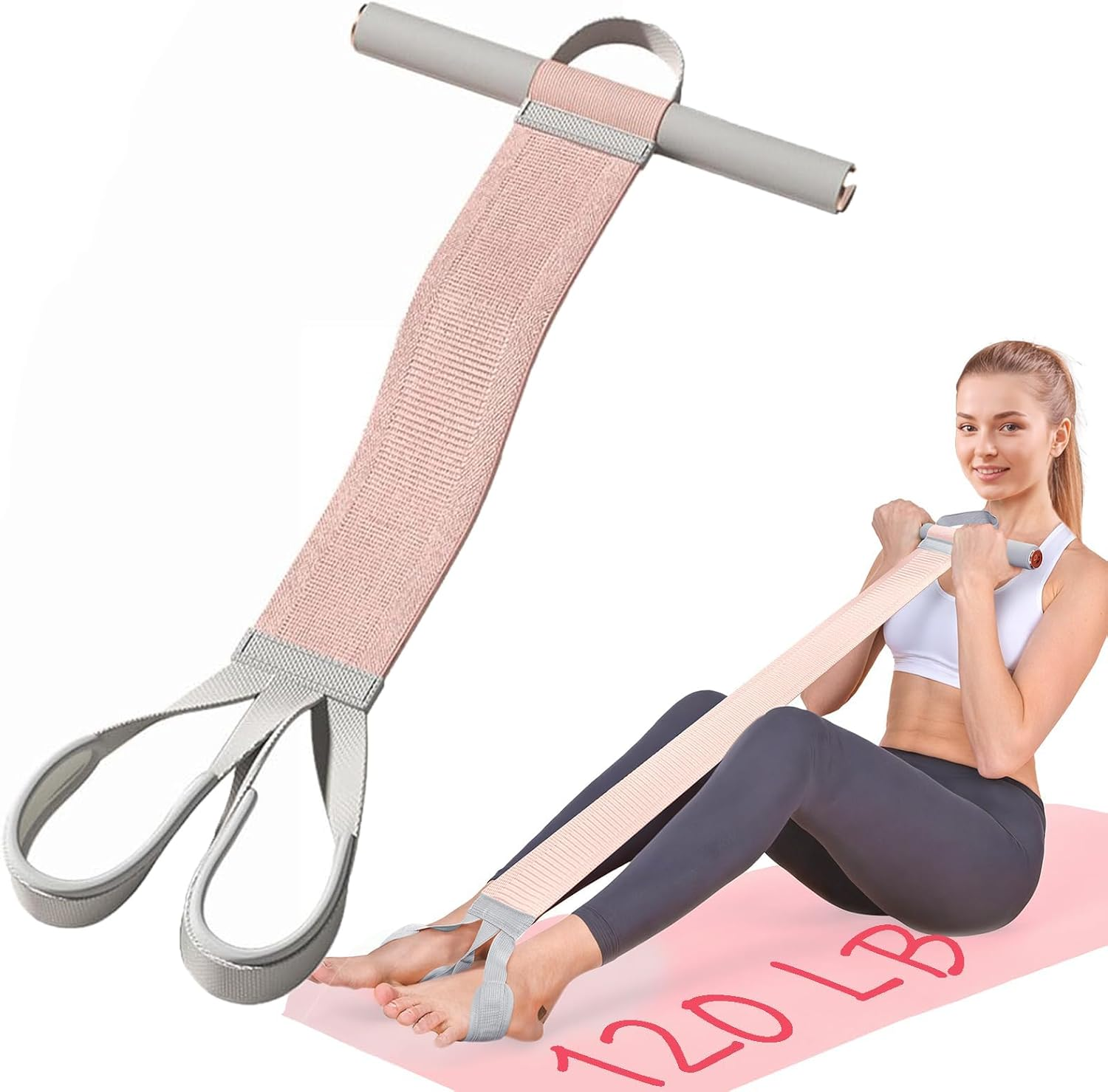 Fabric Resistance Band with Handles, Non-Slip Elastic Band for Strength and Muscle Training, Stretching Band Fitness Equipment Suitable for Legs, Arms, Chest, Core, Wrists, and Ankles. image number 1