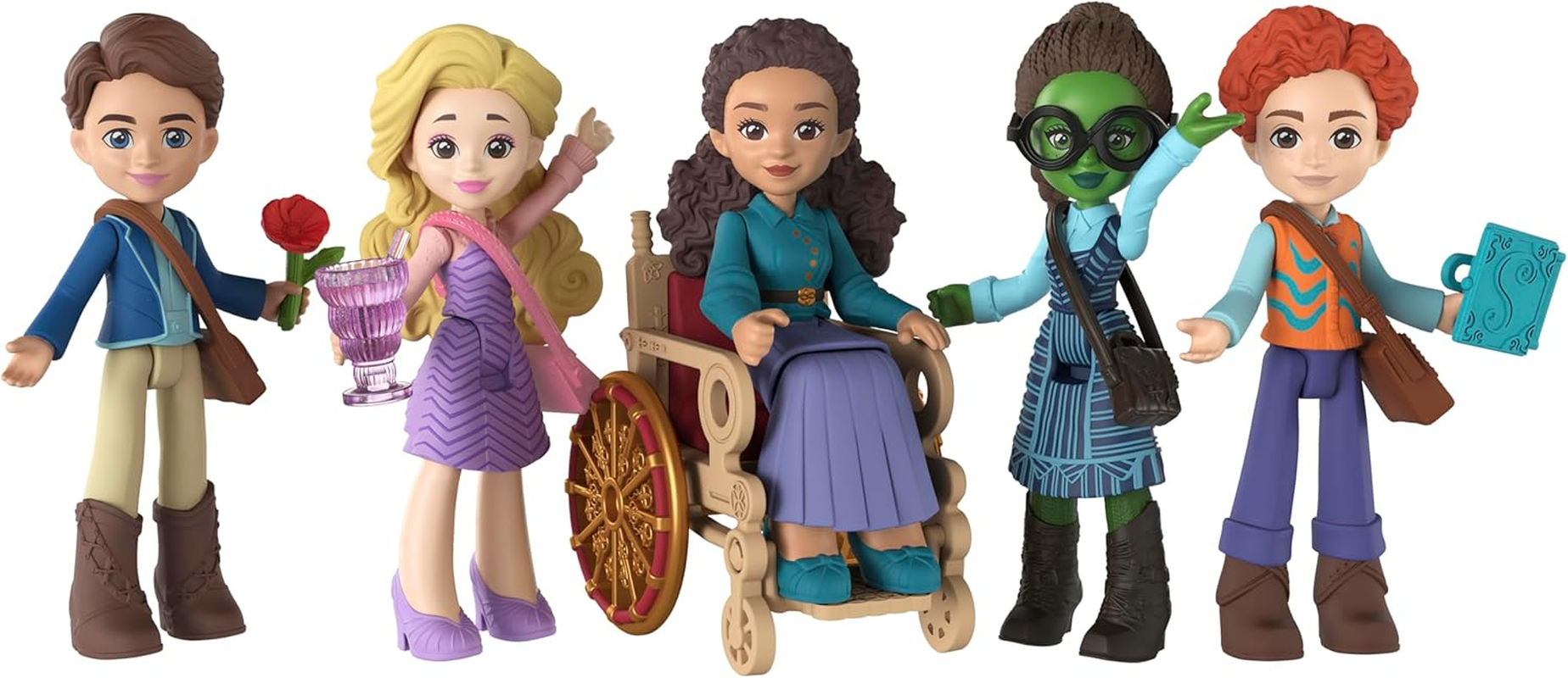 Mattel Universal Pictures&rsquo; Wicked Students of Shiz Multipack, 5 Small Dolls with Signature Looks and 9 Storytelling Accessories, Inspired by the Movie image number 3